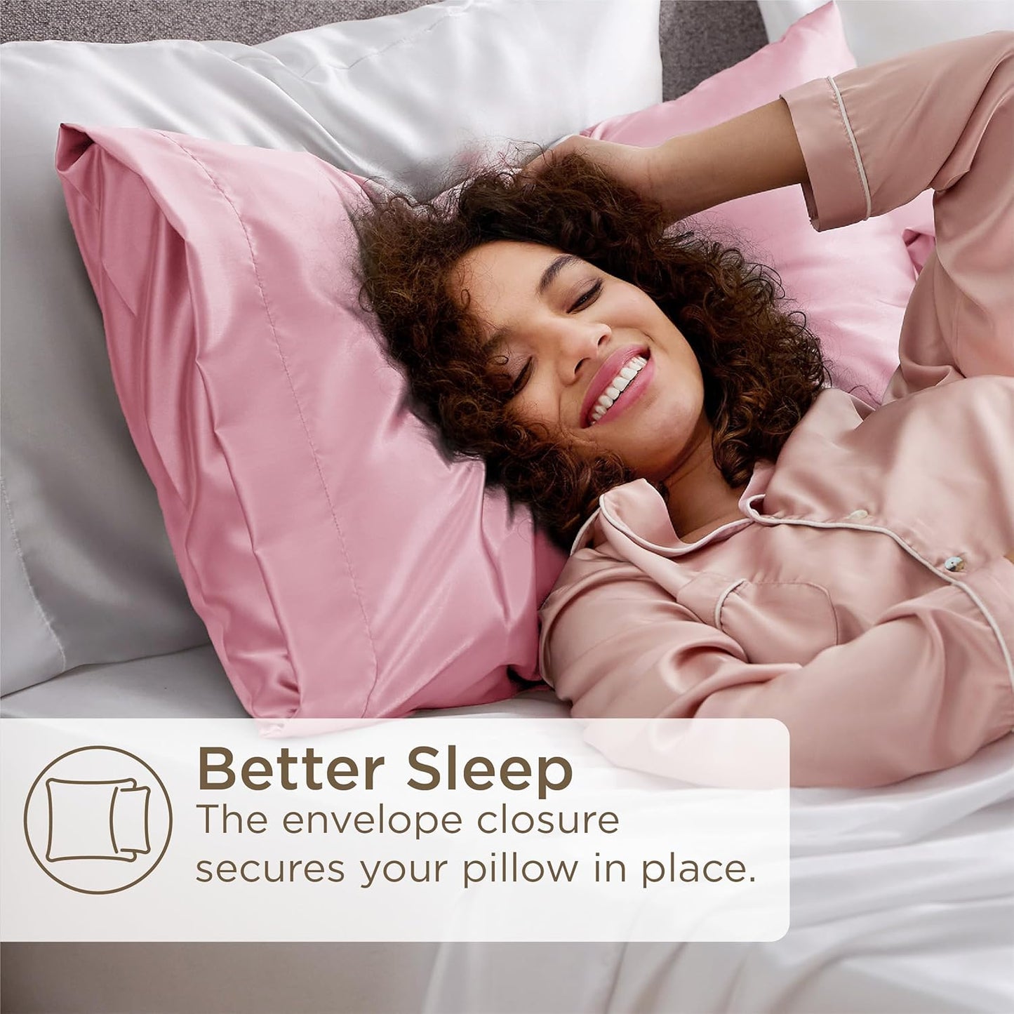 Bedsure King Size Satin Pillowcase Set of 4 - Pink Silky Pillow Cases for Hair and Skin, 20x36 Inches, Pillow Covers with Envelope Closure, Similar to Silk, Gifts for Women & Men