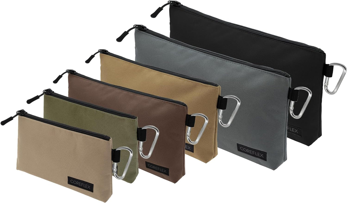 COREFLEX Premium Tool Pouch Zipper Bag, Small Tool Bag, Multipurpose Storage pouch, Heavy duty Flat Bottom Tool bag with YKK Zipper (6 pack Combo mixed size)