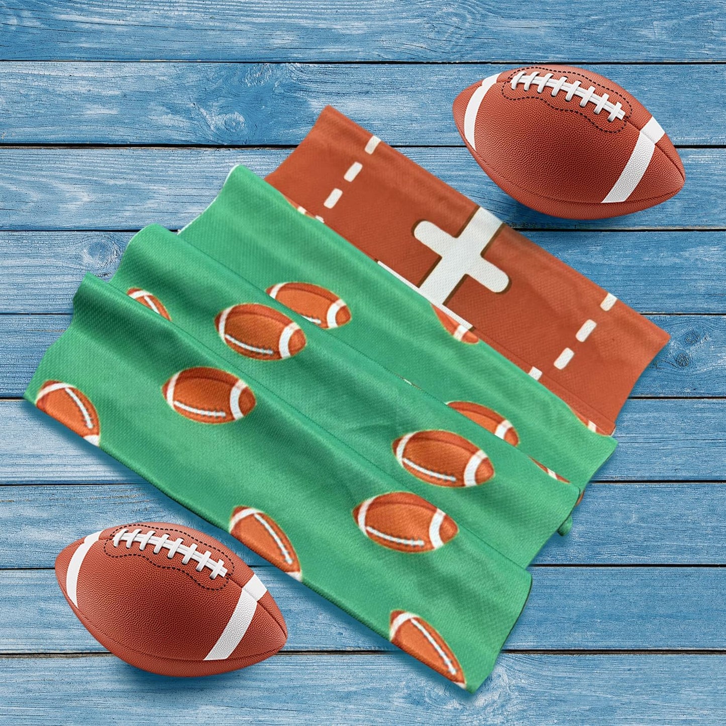 OPSO Softball Cooling Towel Set, 40 x 12 inches, 12 Pack, Microfiber Sports Towels for Baseball, Soccer, Golf LCE Towel Microfiber Sports Towels for Player (Football 3)