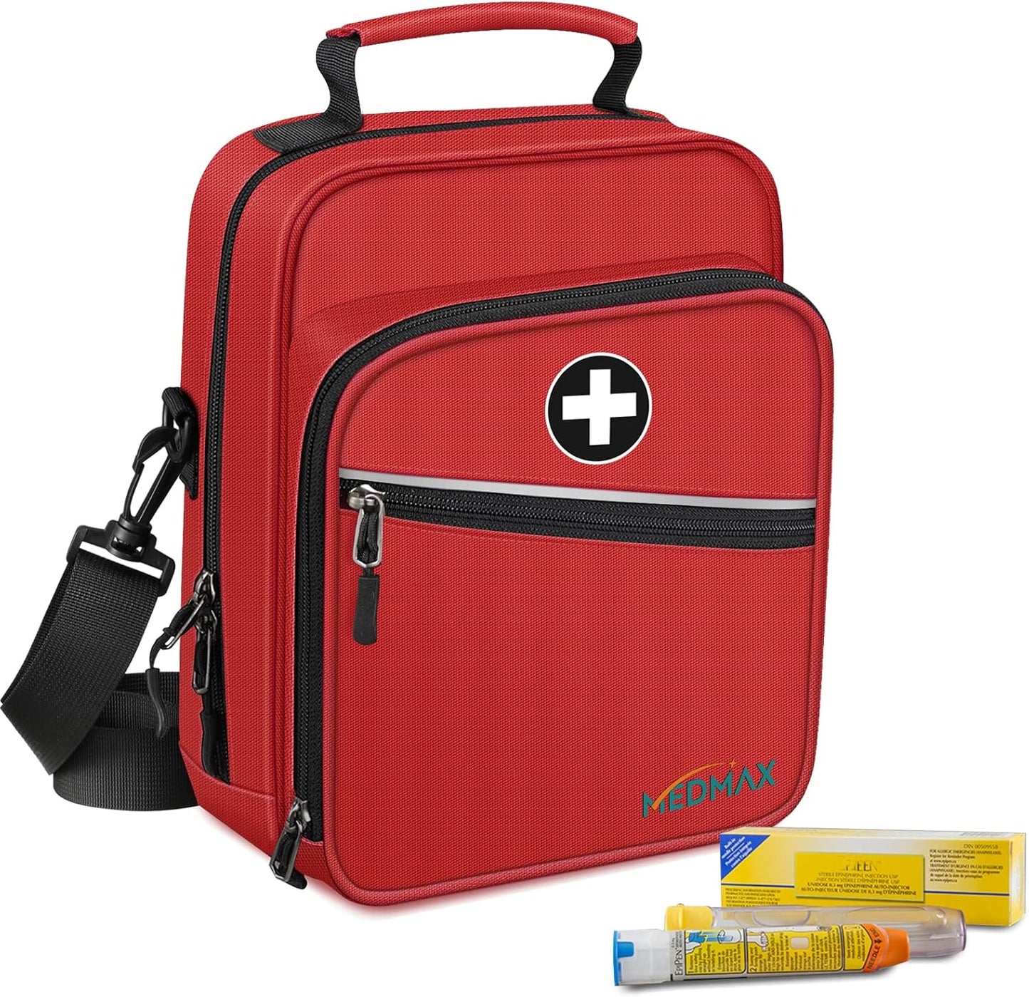 Insulin Cooler EpiPen Carrying Case Insulated, Travel Medication Diabetes Supplies Organizer Bag with Shoulder Strap for Asthma Inhaler, Auvi-Q, Allergy Medicine Essentials (Red)