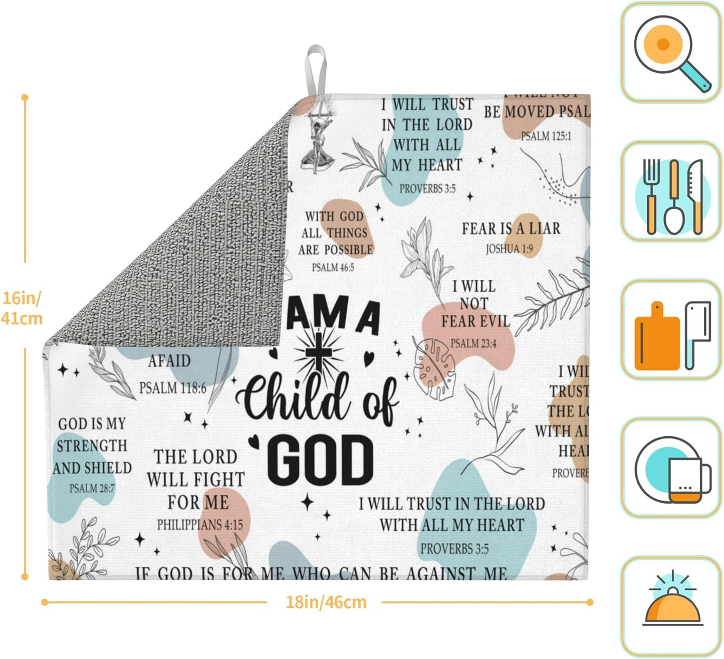 Funny Dish Drying Mat for Kitchen Counter Washable Absorbent Drying Mat Reversible Microfiber God Drying Pad Kitchen Accessories 16"x18"