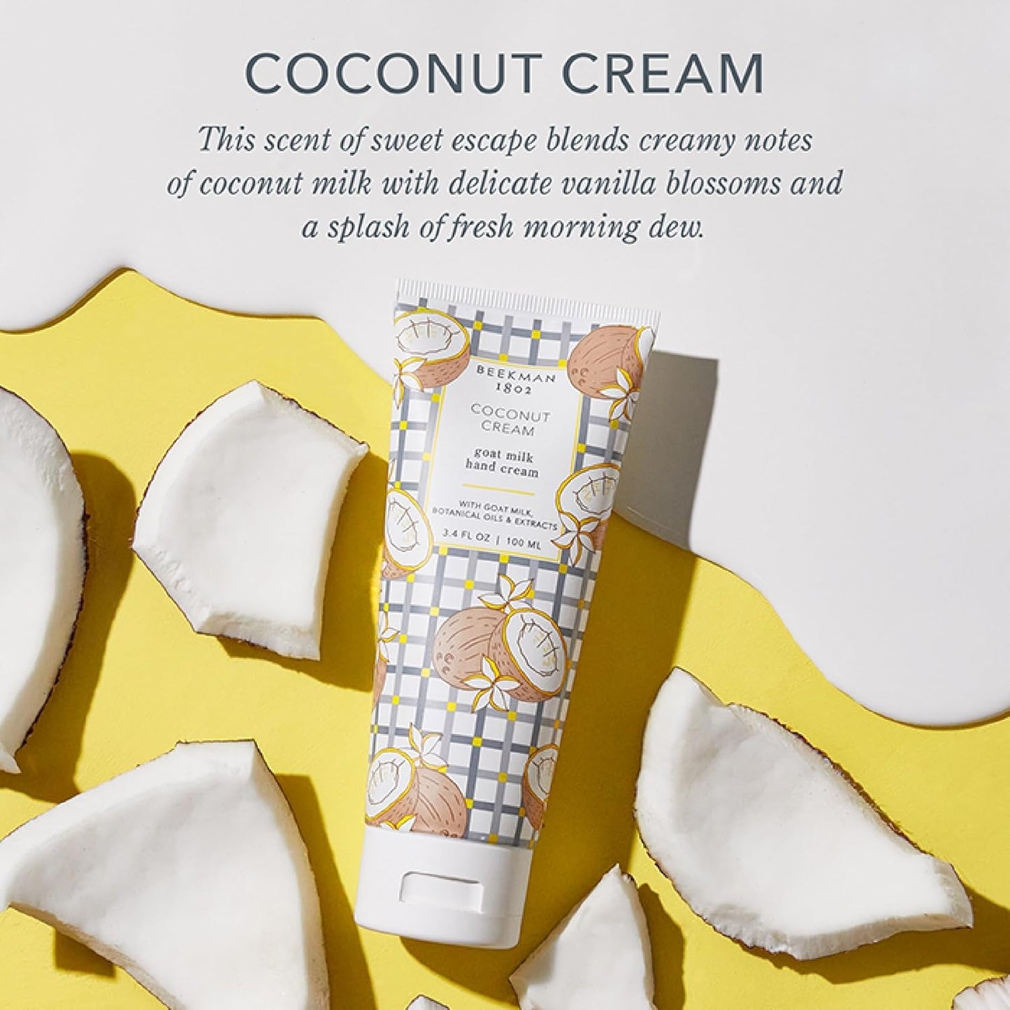 Beekman 1802 Coconut Cream Hand Cream - Scented - 2 fl oz - Nourishes, Hydrates & Repairs - With Shea Butter & Glycerin - Non-Greasy - Microbiome Friendly - No Irritation - Good for Sensitive Skin