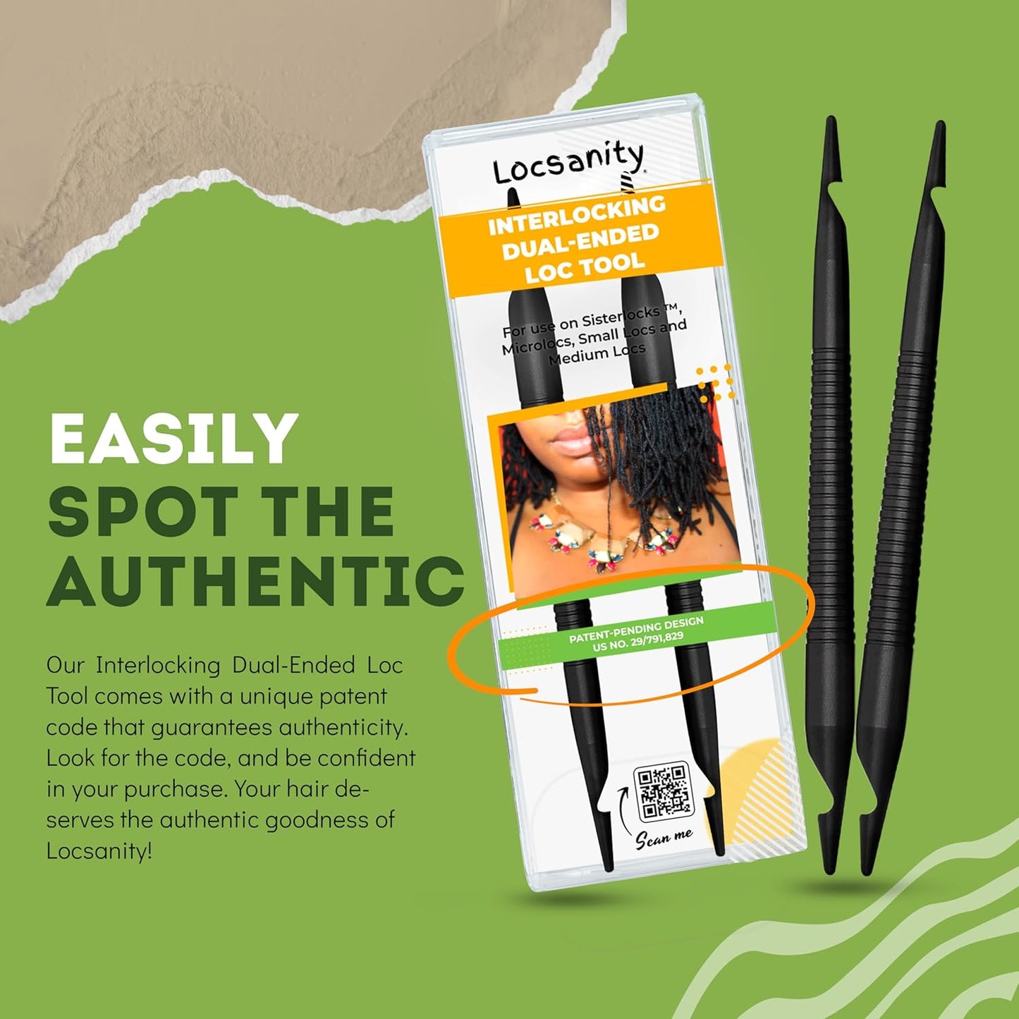 Locsanity Interlocking Tool for Locs - Dual-Ended Metal Dreadlock Crochet Needle - Sisterlock Retightening Tool, Loc Maintenance - Hair Styling Dreads, Microlocks, Small/Medium Locs