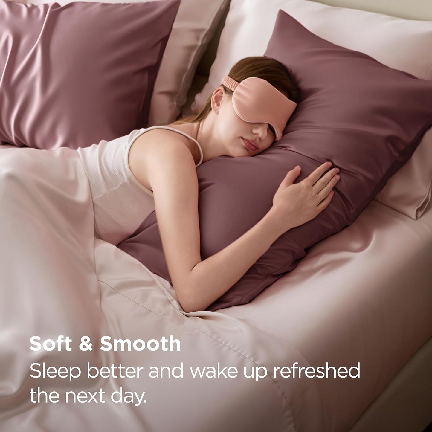 Bedsure King Size Satin Pillowcase Set of 2 - Nostalgia Rose Silky Pillow Cases for Hair and Skin with Envelope Closure, Similar to Silk Pillow Cases, Gifts for Women Men, 20x36 Inches, 2pcs