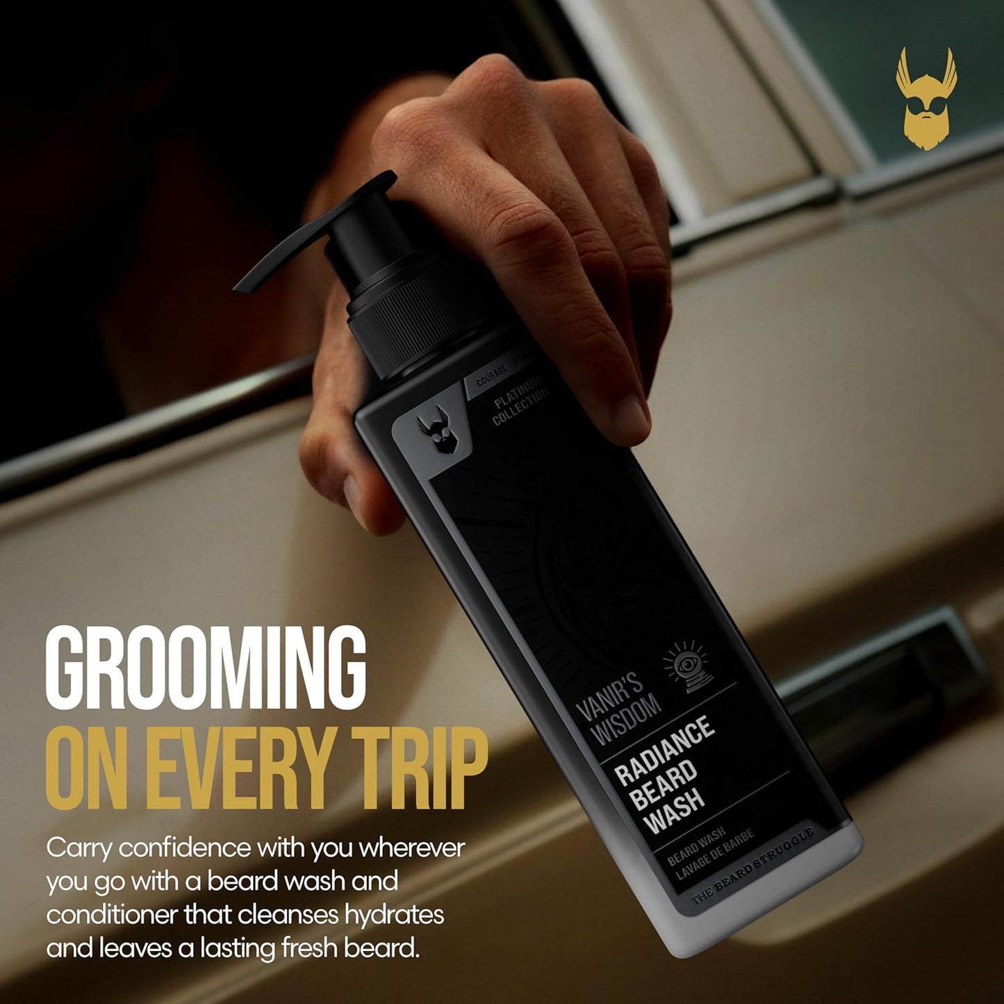 The Beard Struggle Radiance Beard Wash & Conditioner Bundle - Platinum Collection - Pack of 2 - Vanir's Wisdom - 8 Fl Oz each - For Men - Nourish, Cleanse, Soften, & Strengthen Beard