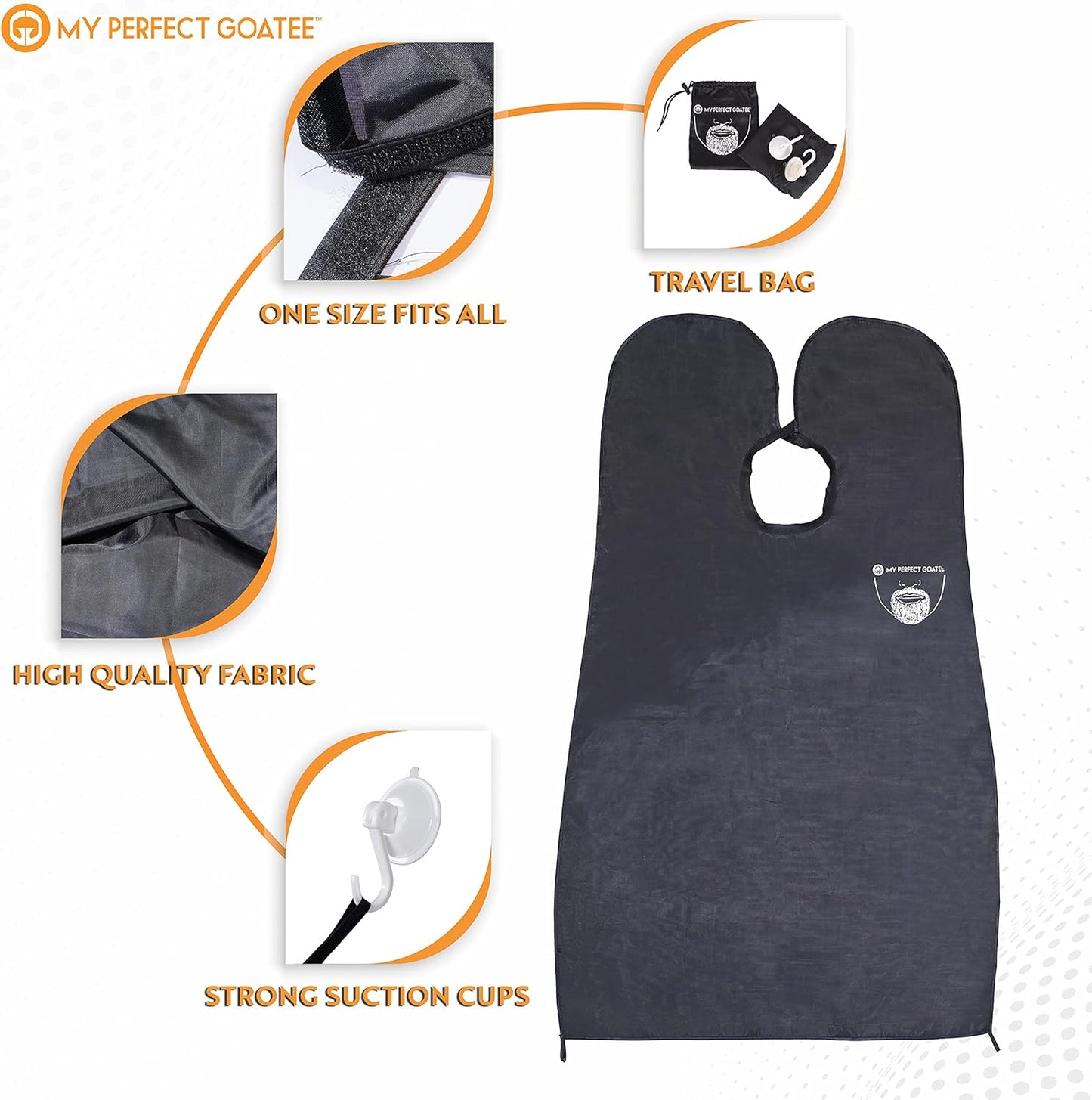 My Perfect Goatee®️ - Beard Shavings Catcher and Cape - Eliminate Hair Shaving from Sink