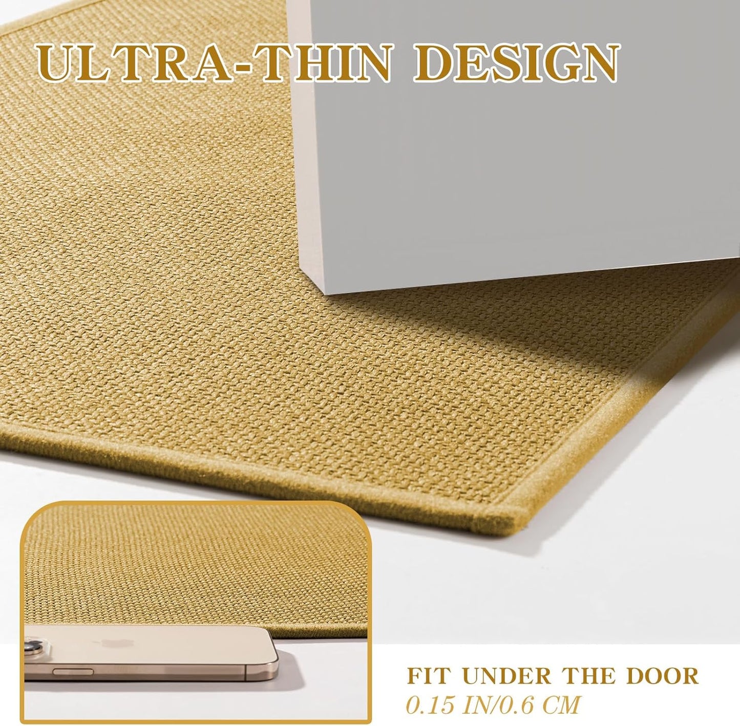 chakme Bathroom Rugs Mat U-Shaped 24x17, Ultra ThinNon Slip Bath Mat Small Quick Dry Absorbent Bath Matfor Bathroom Floor, (Yellow, U-24"x17")