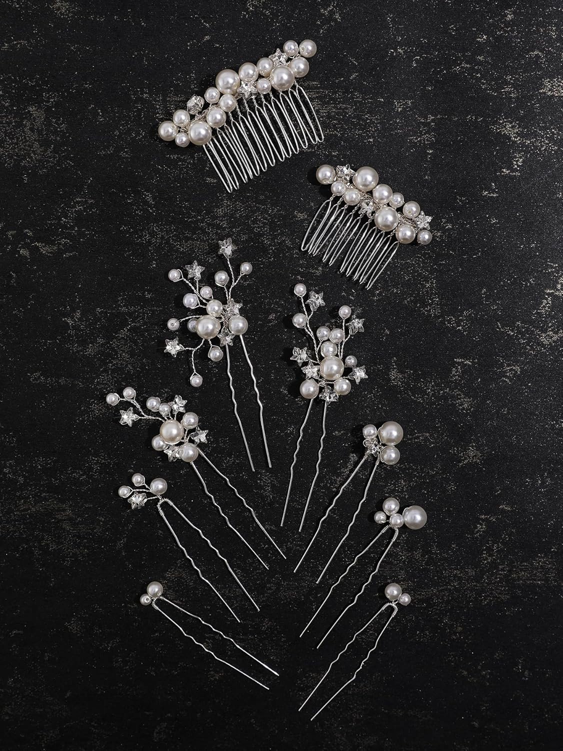 Pearl Bridal Hair Pins Wedding Hair Comb Bridal Hair Accessories for Wedding Brides Women Girls Star Shape