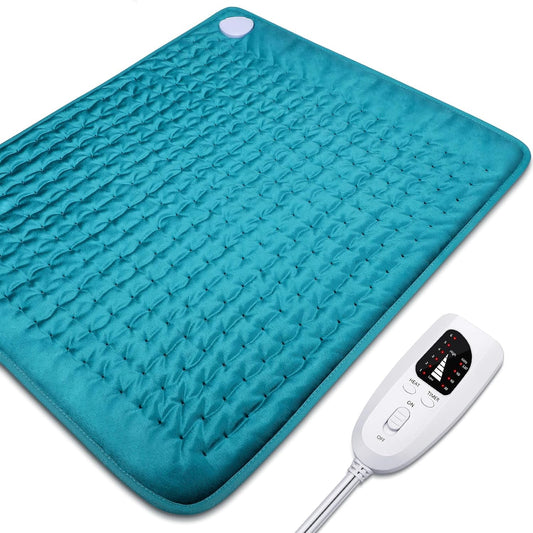 Electric Heating pad for Back/Shoulder/Neck/Knee/Leg Pain, Cramps and Arthritis Relief, 6 Fast Heating Settings, Auto-Off, Machine Washable, Moist Dry Heat Options, Extra Large 20"x24"
