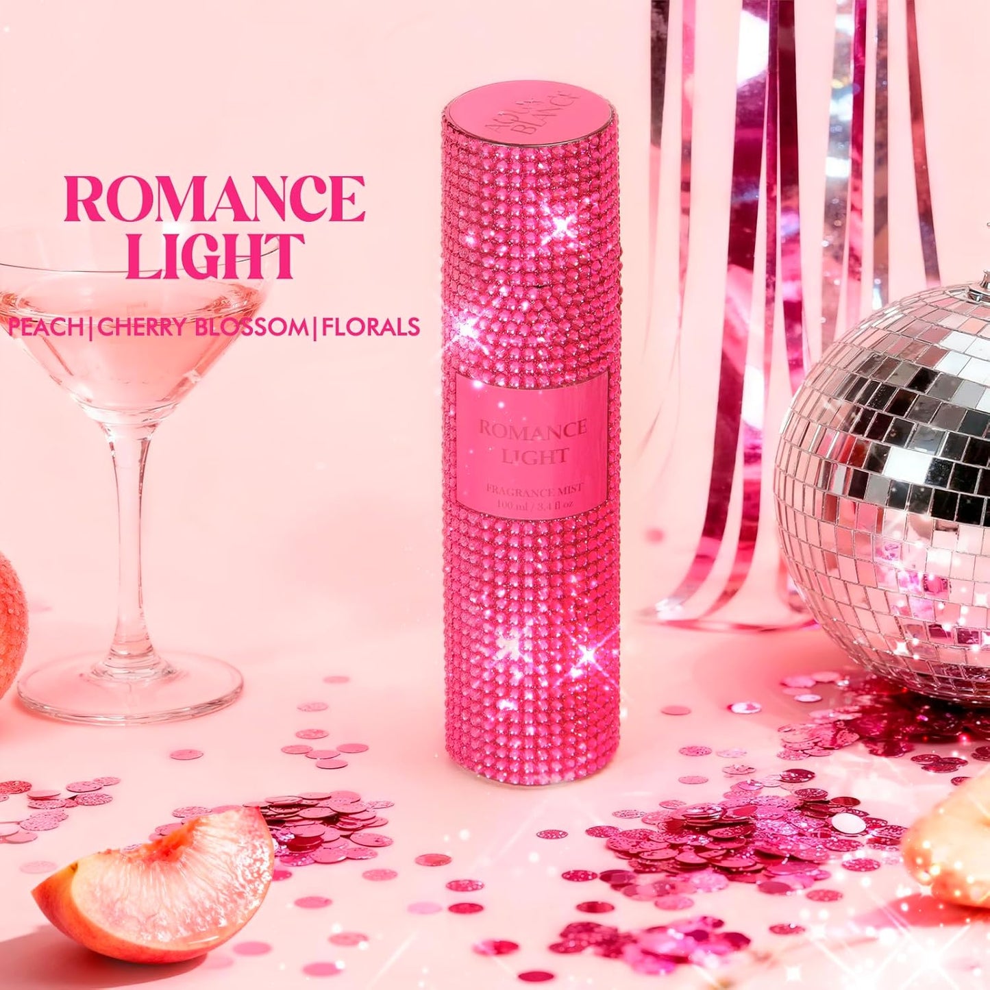 Body Spray for Women, Romance Light, Diamond embellished Fragrance Mist, 3.4 fl oz