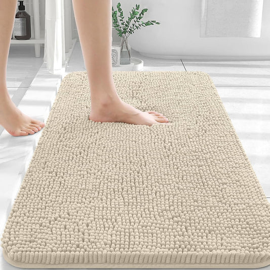 OLANLY Bathroom Rugs 36x24, Extra Soft Absorbent Chenille Bath Rugs, Rubber Backing Quick Dry, Machine Washable Bath Mats for Bathroom Floor, Tub and Shower, Home Decor Accessories, Sand