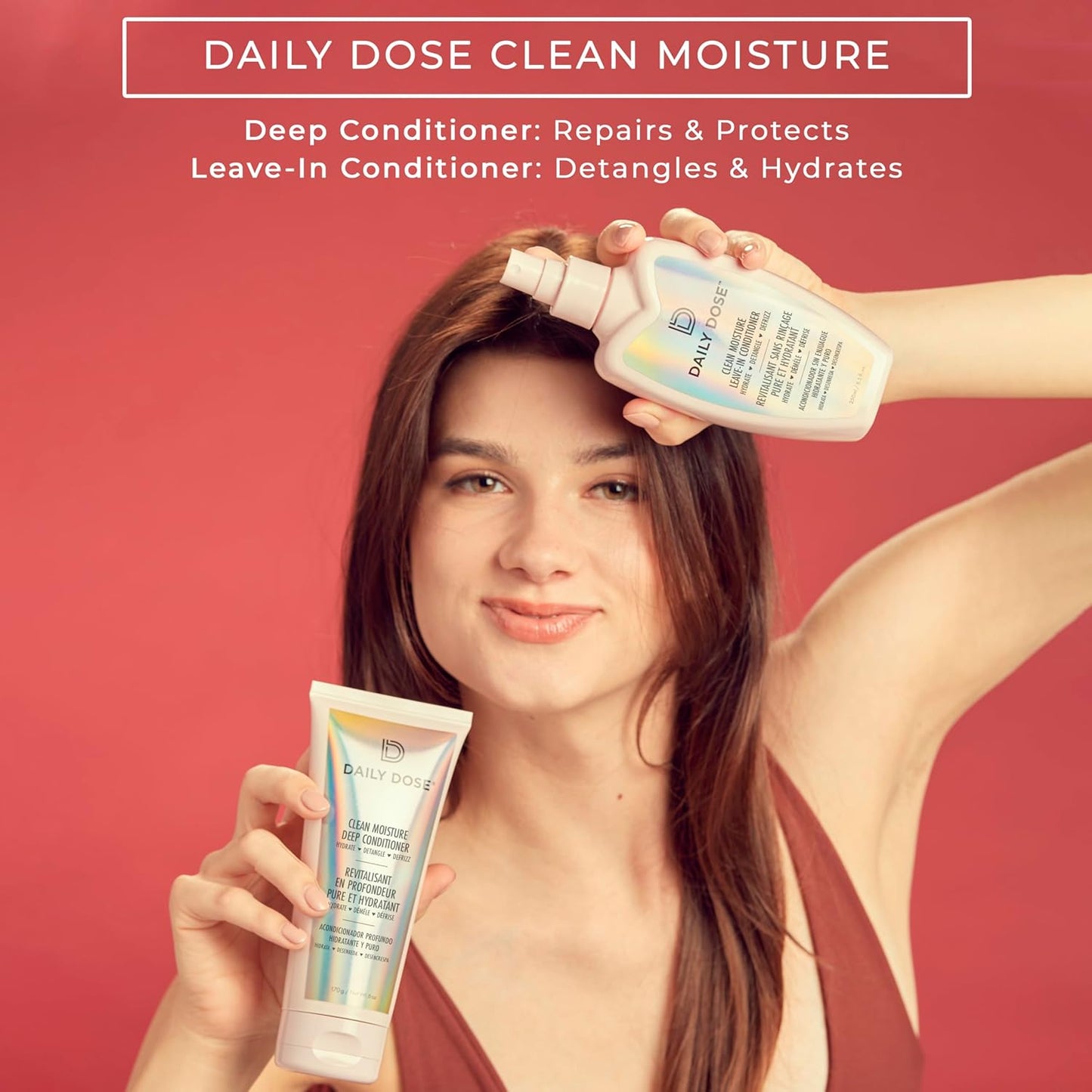 DAILY DOSE Moisturizing Duo: Leave-In Conditioner Detangler Spray + Deep Conditioner, Hair Mask/Masque - Detangles, Repairs, Restores Dry, Damaged, Color Treated Hair for All Hair Types
