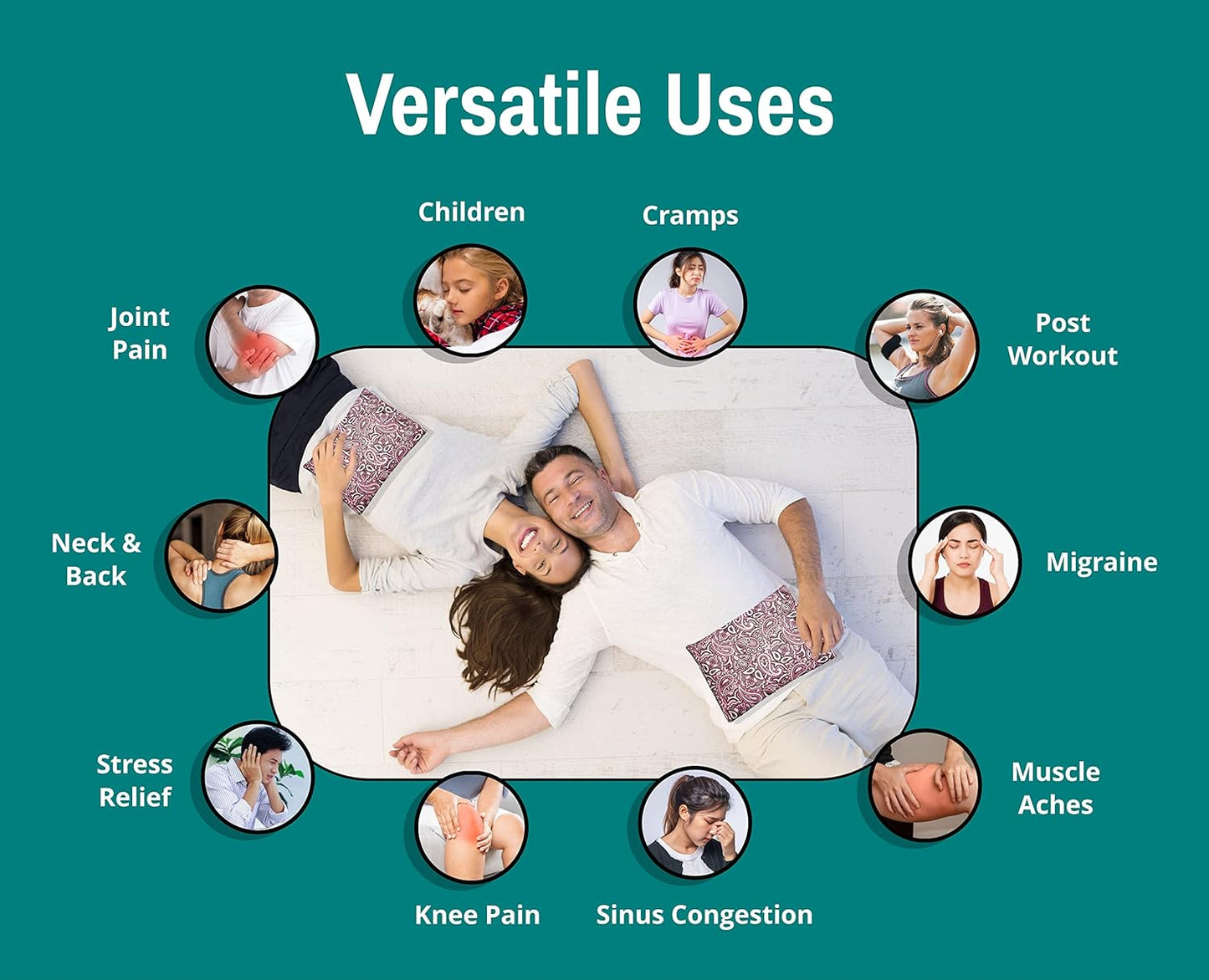 Microwavable Corn Filled Heating Pad and Cold Pack/Washable 100% Cotton Cover (Bandana - Pink, 7.5in W x 11in L)