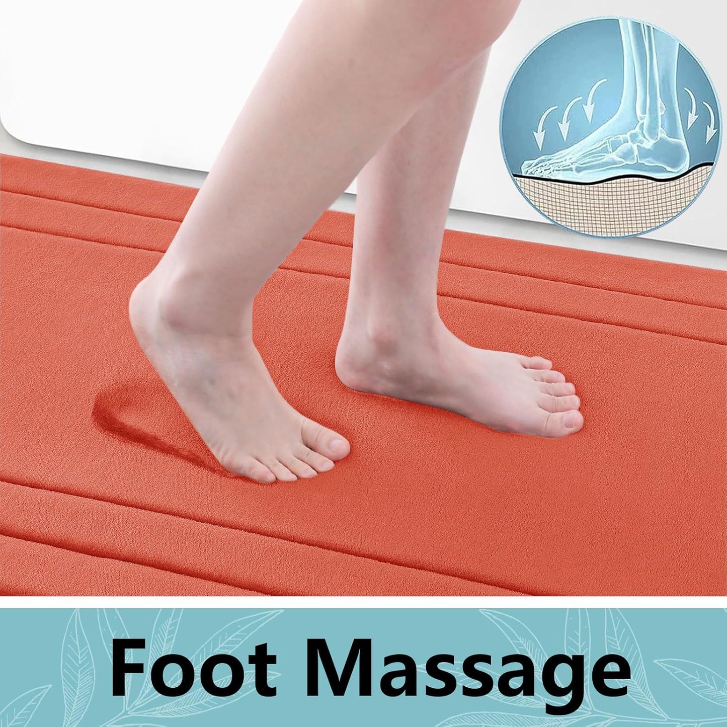 Arotive Memory Foam Bathroom Rug Mat 54x24, Ultra Soft and Absorbent Bath Mat, Machine Wash Dry, Comfortable Bath Rug Carpet for Bathroom Floor, Tub and Shower, Coral