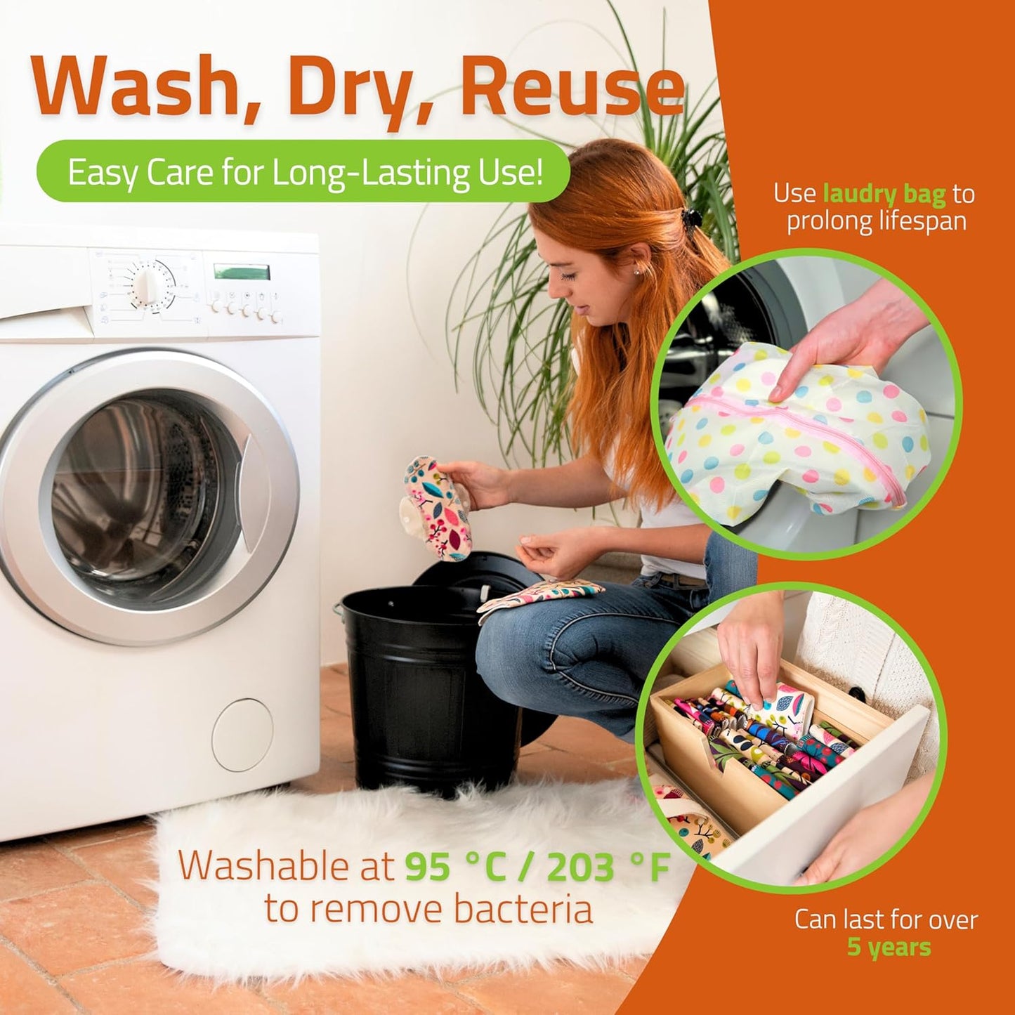 Made in EU - Ultra-Soft Reusable Panty Liners (Small, 7-Pack) – High-Temp Washable Cloth Panty Liners for Women & Teens – Breathable Organic Cotton Keeps You Fresh & Dry for Vaginal Daily Discharge