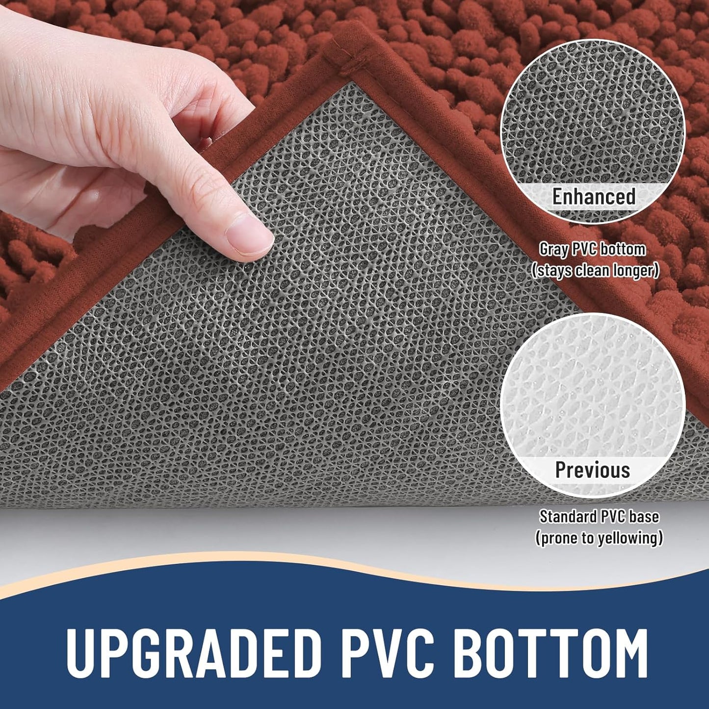 Arotive Luxury Chenille Bathroom Rug Mat, Extra Soft Thick Absorbent Shaggy Bath Rugs, Non-Slip Machine Wash Dry, Plush Bath Mats for Bathroom, Shower and Tub, 30x20, Rustic Terracott