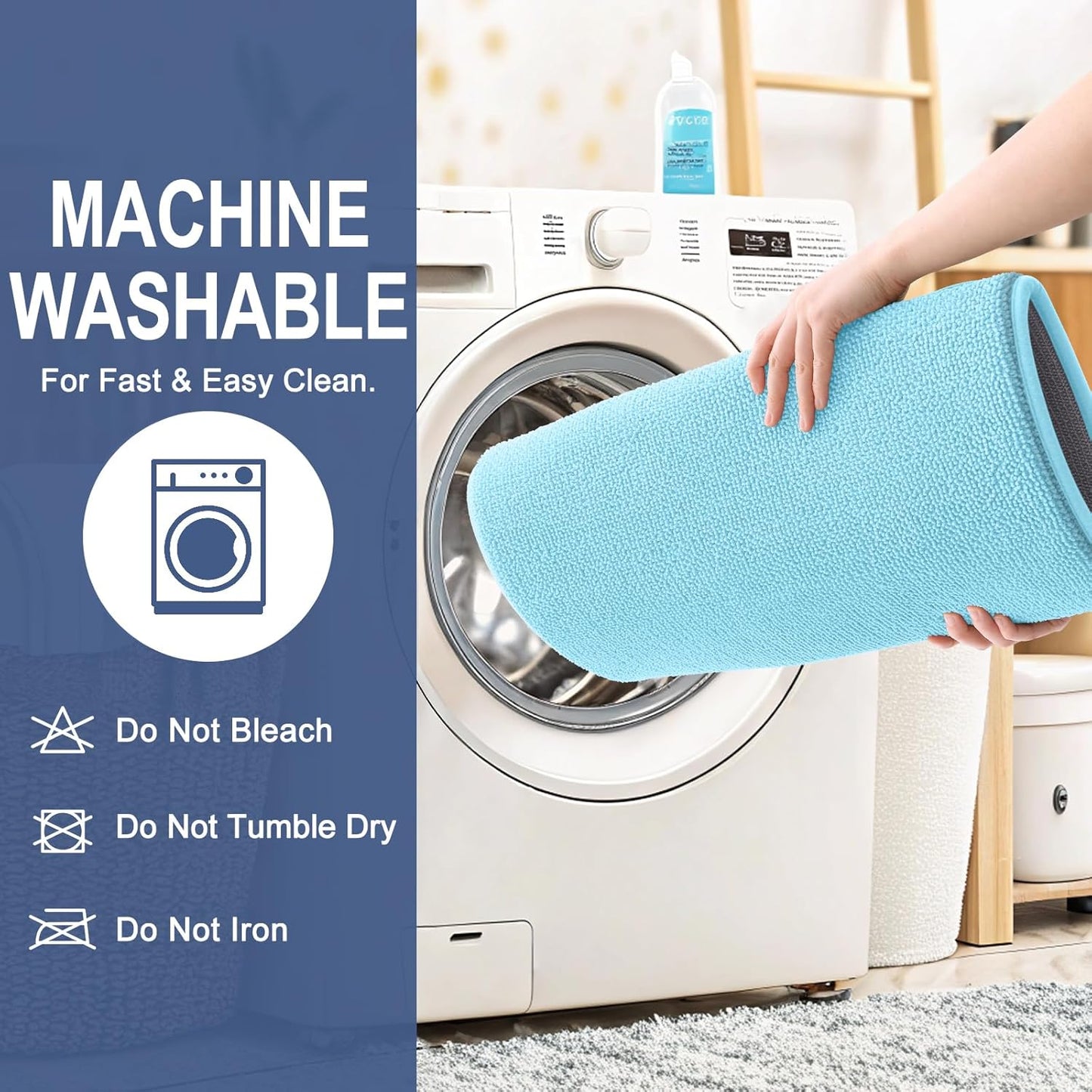 OLANLY Thick Memory Foam Bath Mat Rug 30x20, Extra Soft Absorbent Bathroom Rug, Quick Dry Bath Mats, Non-Slip, Machine Washable Carpet for Bathroom, Tub and Shower, Home Decor Accessories, Sky Blue