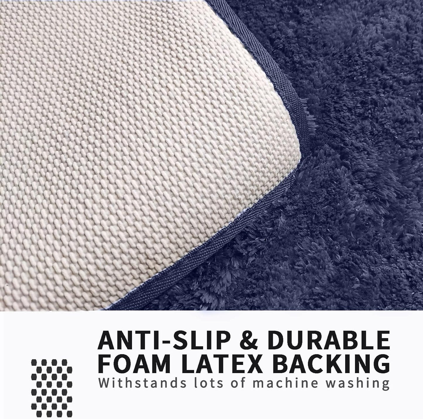 FIFU Bathroom Rugs 20" W x 32" L, Bath Mat for Bathroom, Bedroom, Laundry Room & Kitchen, Non-Slip Rubber Latex Backing, Extra Soft and Absorbent Microfiber Carpet, Machine Washable Rug, Navy Blue