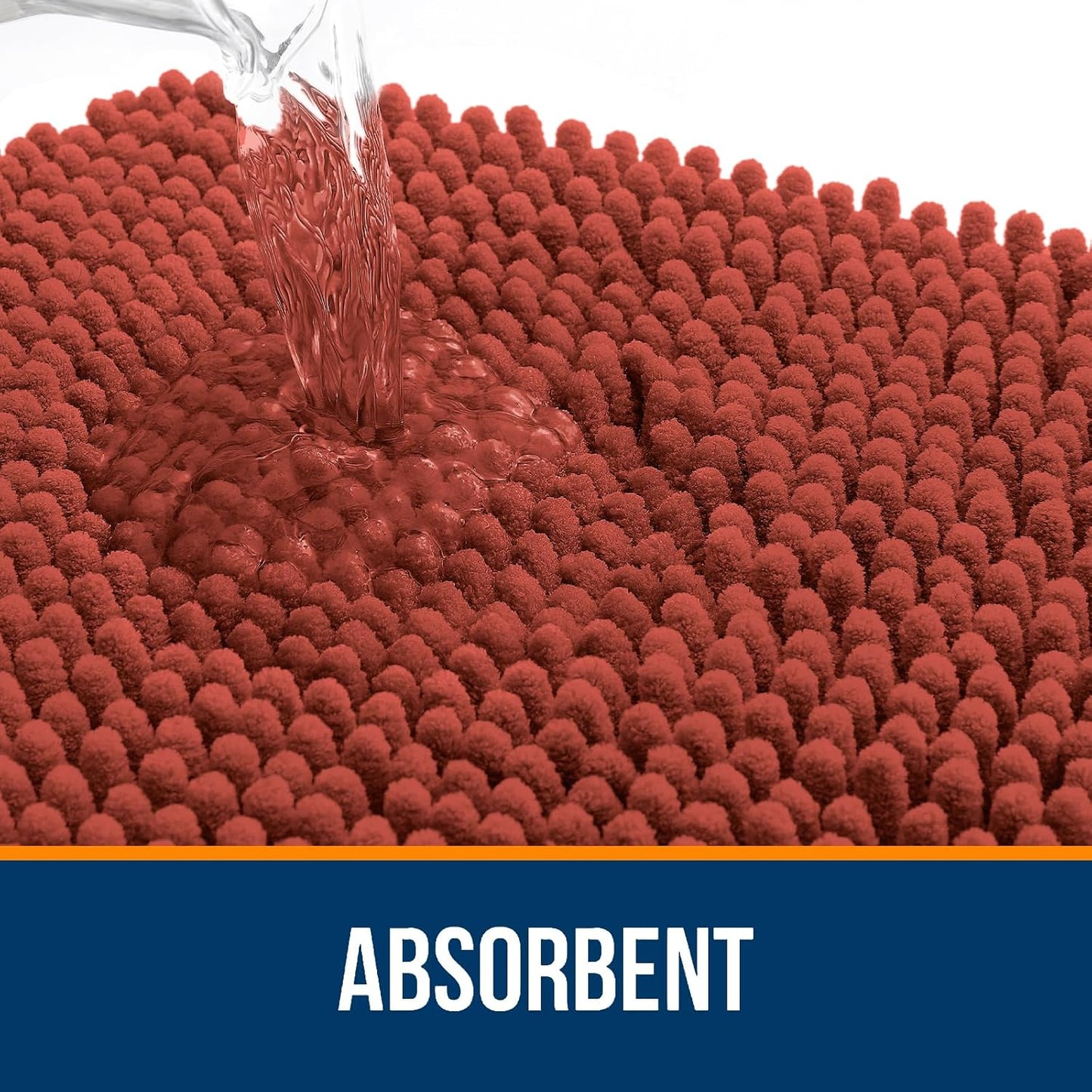 OLANLY Bathroom Rugs 24x16, Extra Soft Absorbent Chenille Bath Rugs, Rubber Backing Quick Dry, Machine Washable Bath Mats for Bathroom Floor, Tub and Shower, Home Decor Accessories, Rustic Terracotta