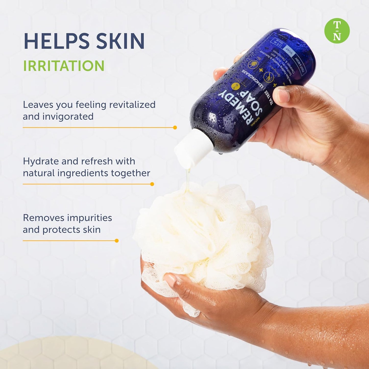 Truremedy Naturals Tea Tree Oil & Lemongrass Body Wash – 12 oz Natural Antifungal Shower Gel for Skin Irritations – Organic Oils, No Sulfates – Refreshing, Moisturizing Soap for Men & Women