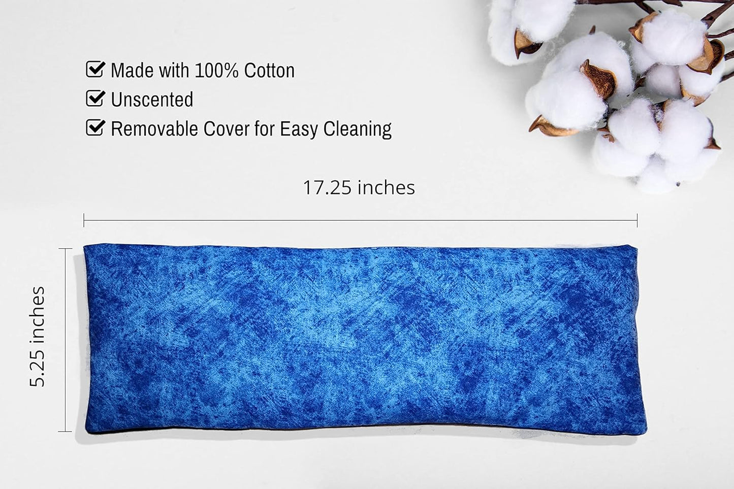 Microwavable Corn Filled Heating Pad and Cold Pack/Washable 100% Cotton Cover (Etched - Cobalt, 5.25in W x 17.25in L)