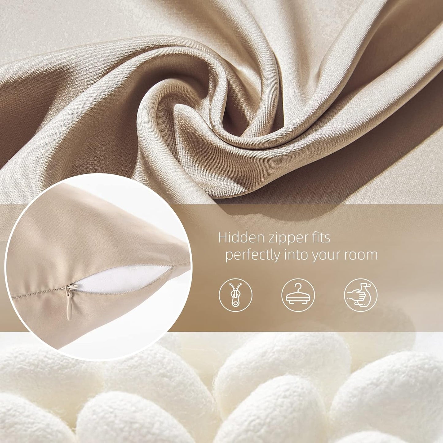 Silk Pillow Cases Mulberry Silk Pillow Cases Both Sided Natural Silk Pillowcase with Zipper Beauty Sleep Silk Pillow Cases 1Pc (Standard, Champagne)