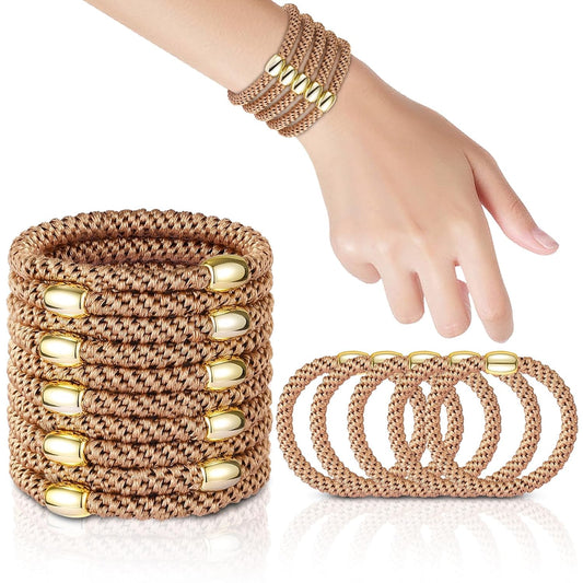 Hair Ties No Damage - 10PCS Ponytail Holders - Elastic Hair Ties for Thick Hair - Braided Hair Bands for Women Girls's Hair - Khaki