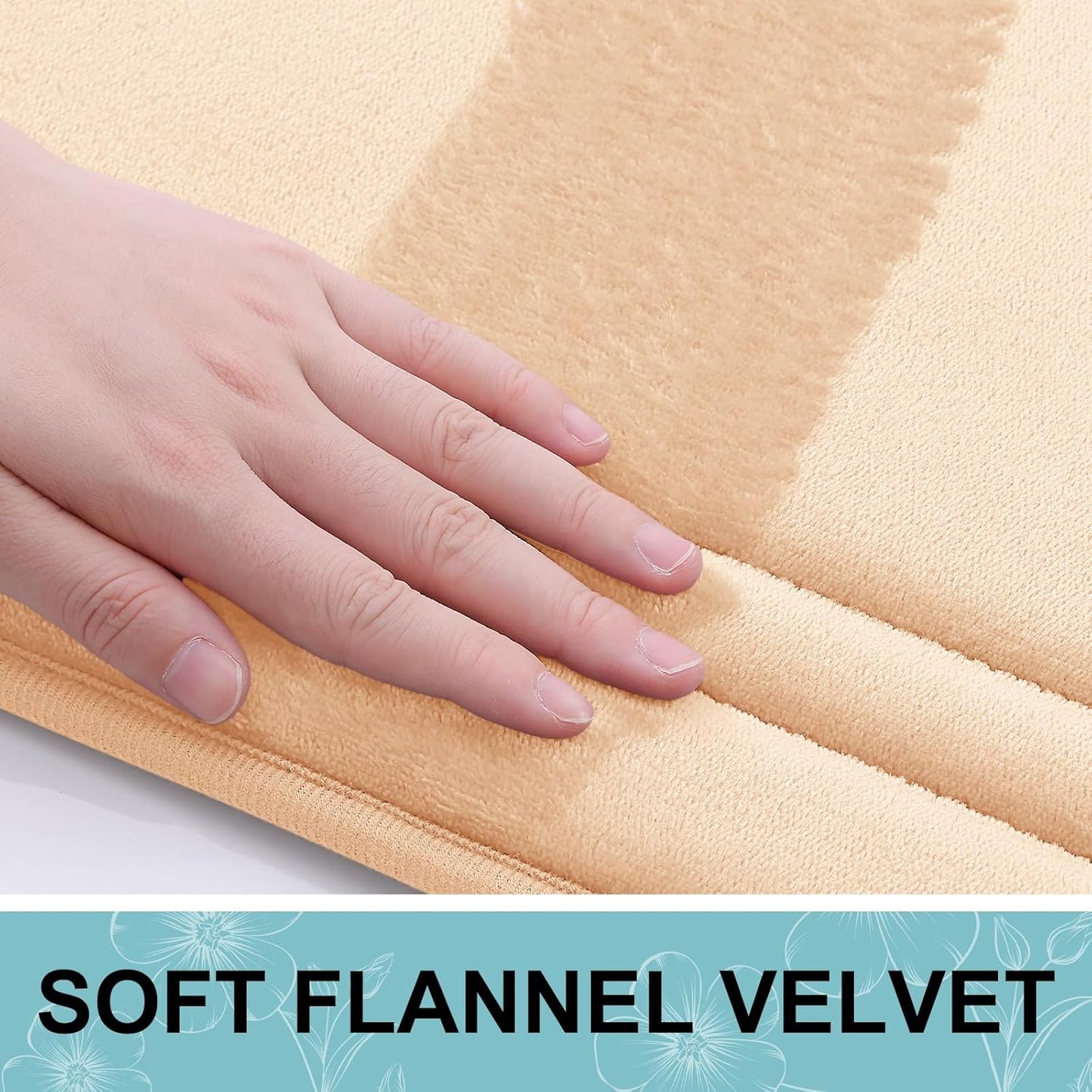 Grandaily Memory Foam Bath Mat Rug 24x16, Ultra Soft, Non-Slip and Absorbent Bathroom Rugs, Machine Wash Dry, Comfortable Bath Carpet for Bathroom Floor, Tub and Shower, Beige