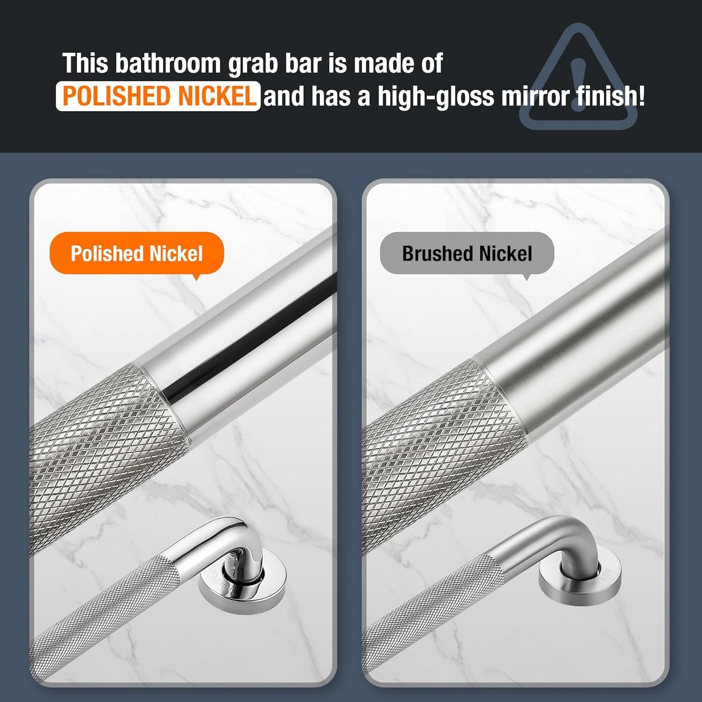 Grab Bars for Shower, 2 Pack 36-Inch Anti Slip Shower Handles for Elderly, Safety Shower Grab Bar, Stainless Steel Handicap Grab Bars for Bathroom (Polished Nickel 1" Diameter)