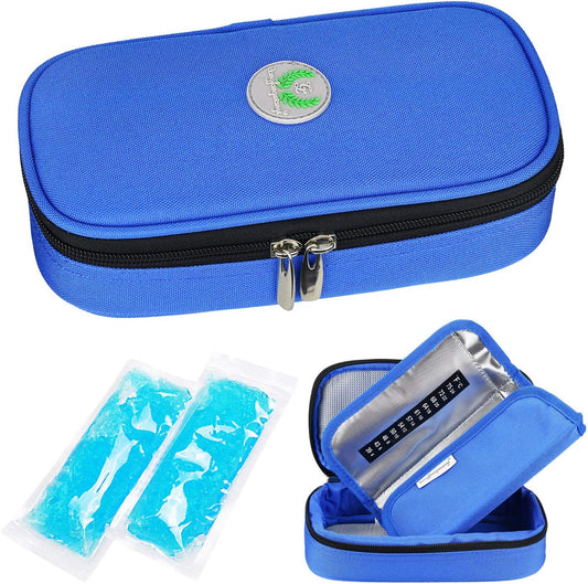 YOUSHARES Insulin Cooler Travel Case - Medication Diabetic Insulated Organizer Portable Cooling Bag for Insulin Pen and Diabetic Supplies with 2 Cooler Ice Pack