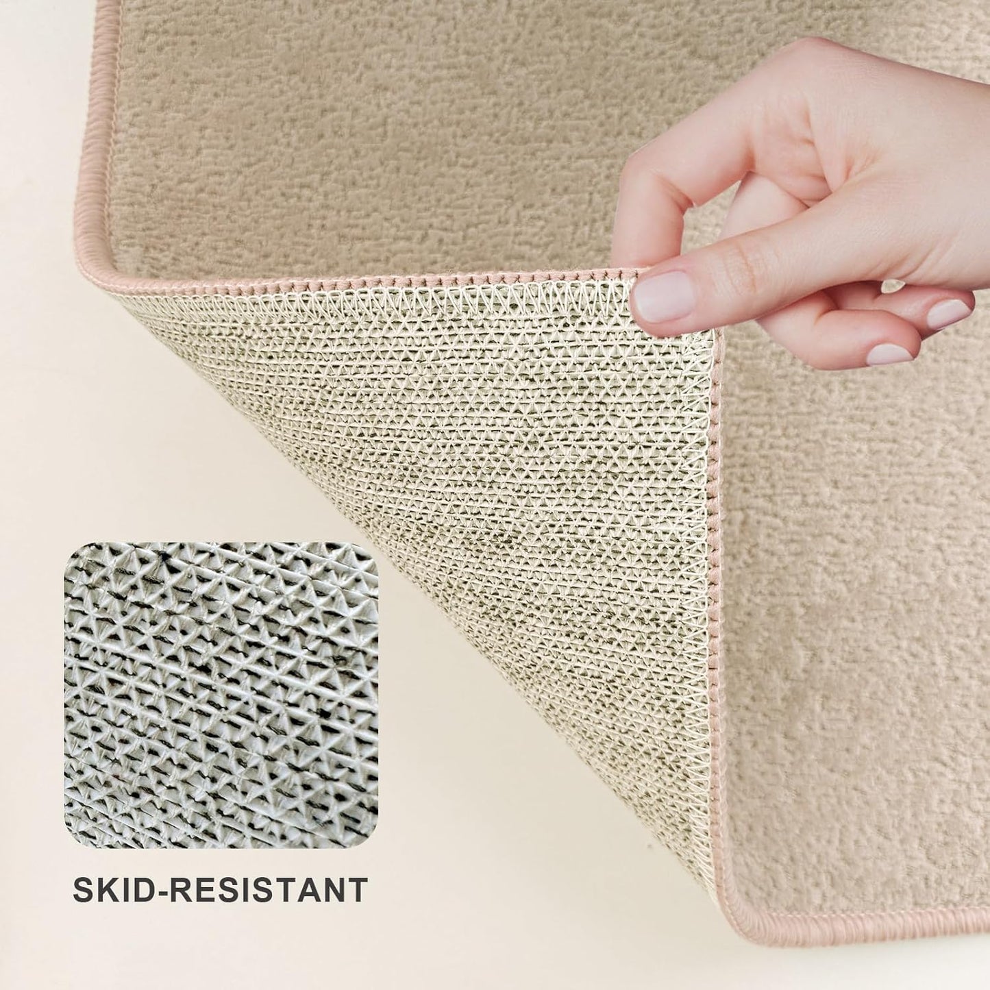 Bath Mat-Non-Slip Bathroom Floor Mats-Absorbent Quick Dry Low Pile Bathroom Rugs Fit Under Door-Bath Rug for Sink,Bathtub,Shower Room,17"×24",Light Coffee