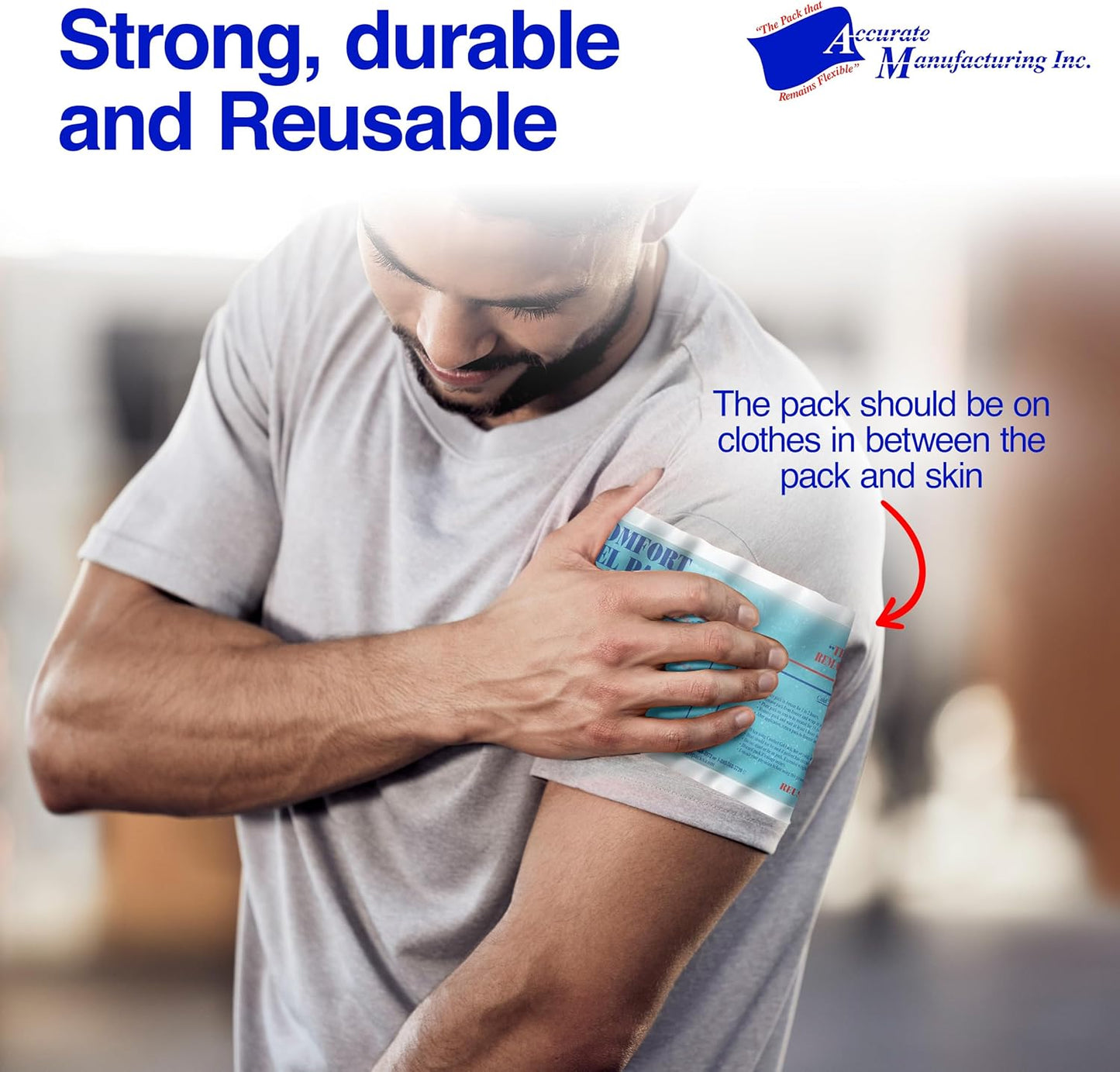 Flexible Reusable Gel Packs for Neck, Wrist, Arm, Back and Shoulder Pain Relief - Versatile Hot or Cold Gel Packs for Injuries, Sore Muscles or Toothache Pain Relief, Blue, 5" x 18", 1 Pack