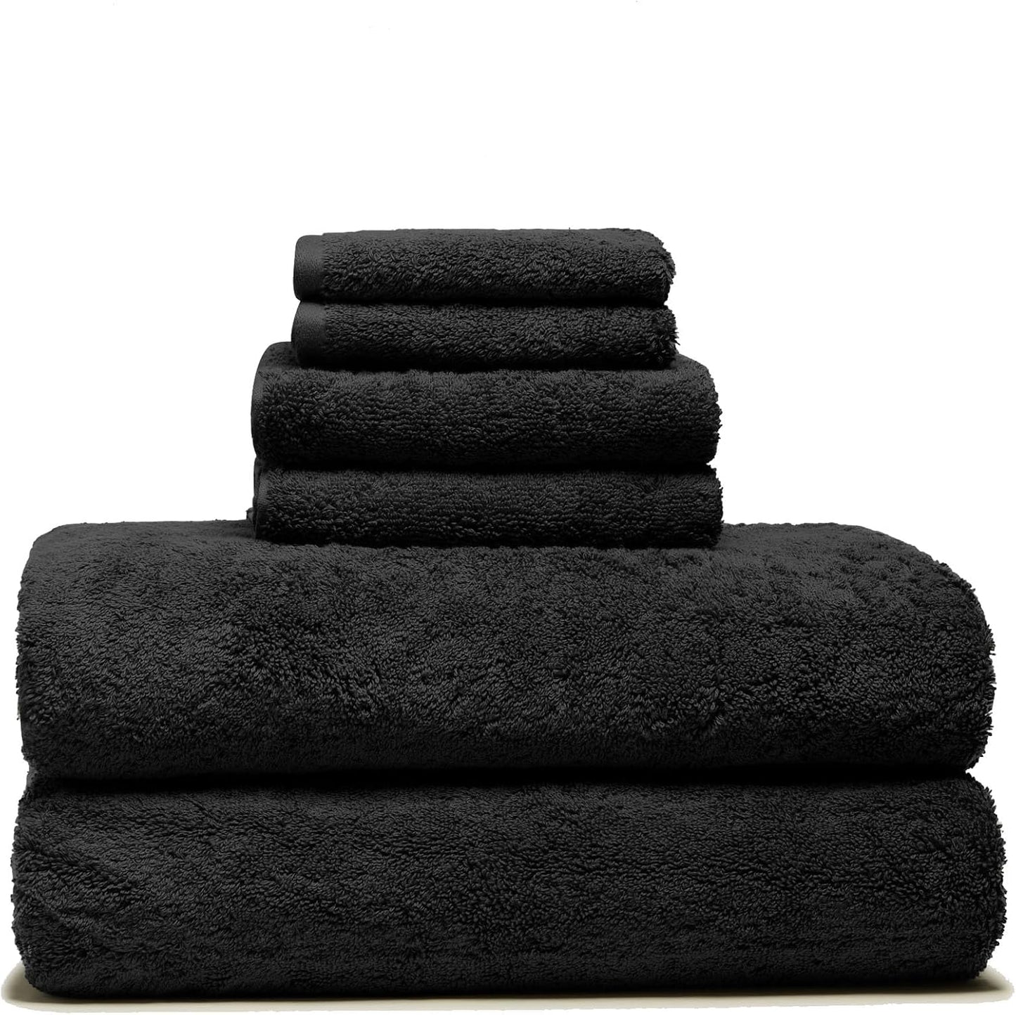 Italic Ultraplush Luxe 6 Piece Towel Set – 2 Bath Sheets, 2 Hand Towels, 2 Washcloths – 800GSM Soft, Highly Absorbent & Quick Drying, Resort Grade 100% Australian Cotton Towels (Black)