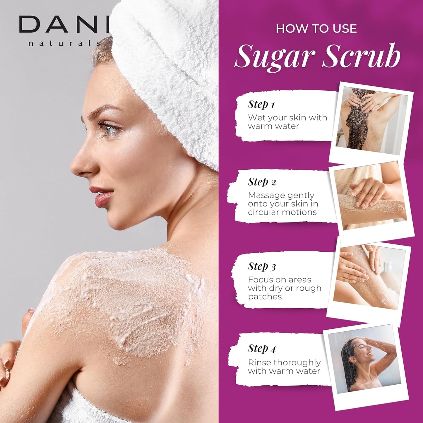 DANI Naturals Sugar Scrub – Pure & Gentle Exfoliation with Juicy Passion Fruit Scent. Organic sugar, shea butter, and nourishing oils for smooth, soft skin – 14 oz
