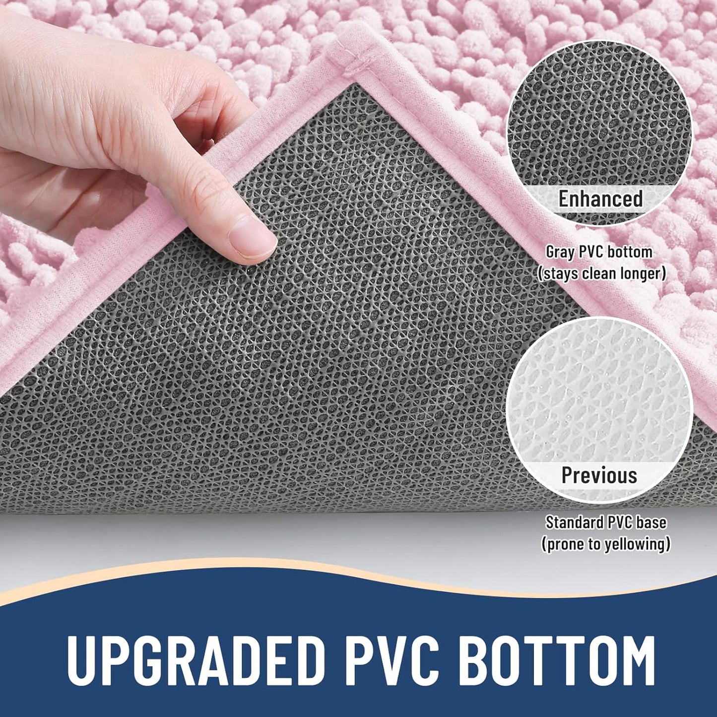 Arotive Luxury Chenille Bathroom Rug Mat, Extra Soft Thick Absorbent Shaggy Bath Rugs, Non-Slip Machine Wash Dry, Plush Bath Mats for Bathroom, Shower and Tub, 36x24, Pink