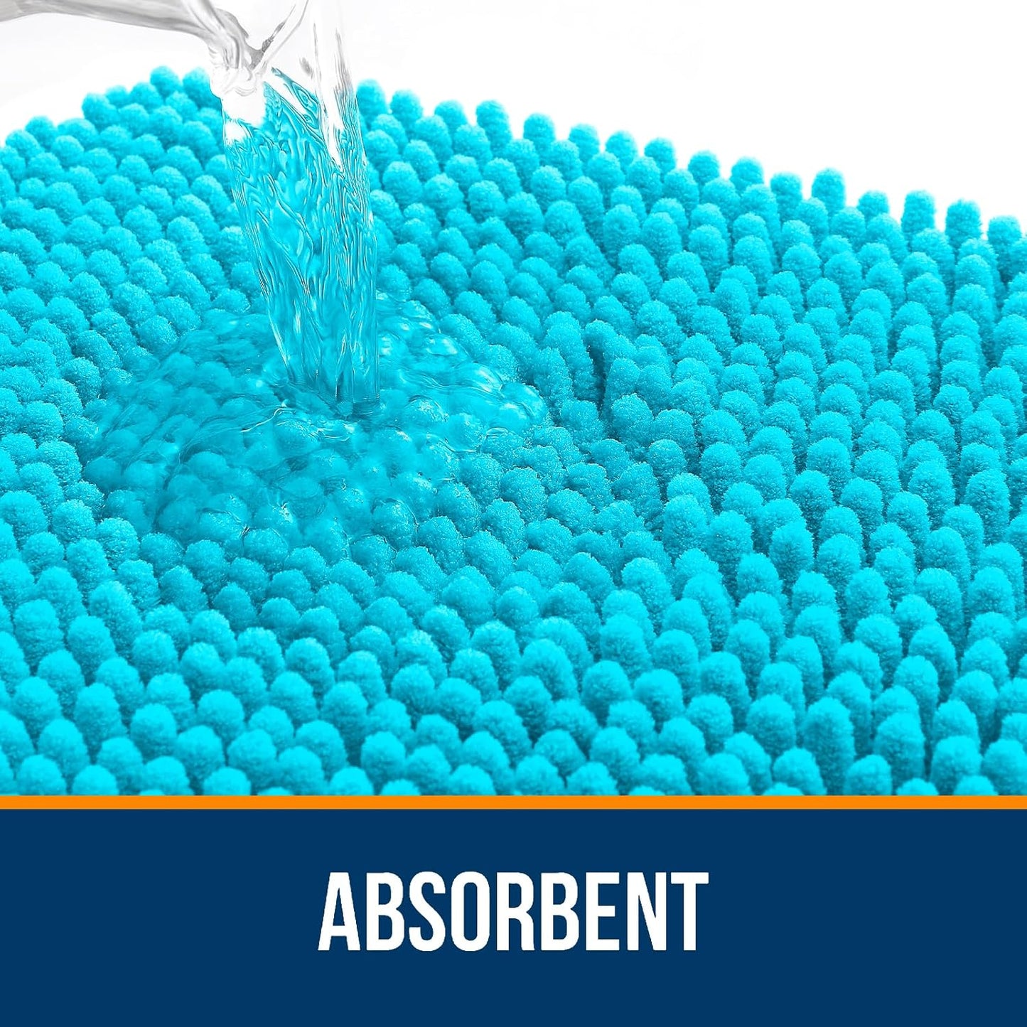 OLANLY Bathroom Rugs 44x24, Extra Soft Absorbent Chenille Bath Rugs, Rubber Backing Quick Dry, Machine Washable Bath Mats for Bathroom Floor, Tub and Shower, Home Decor Accessories, Aqua Sky