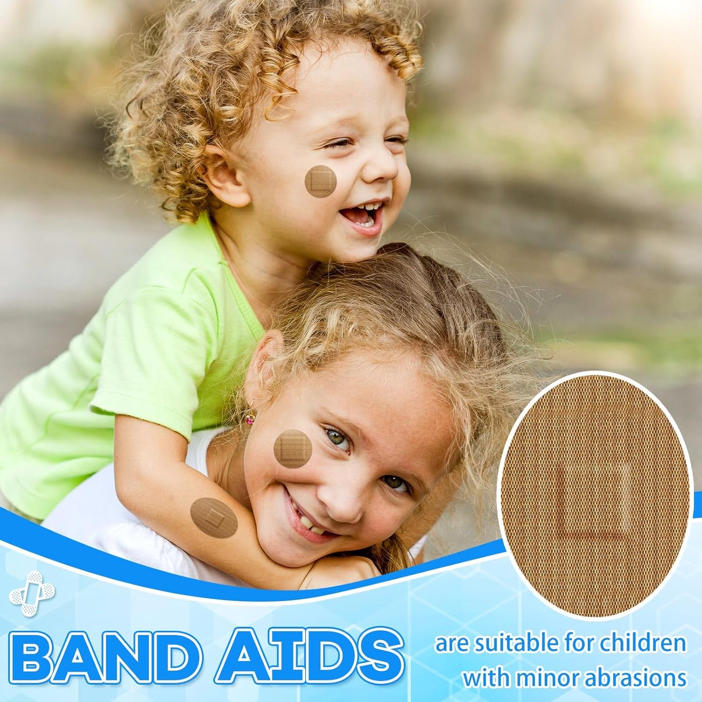 Geiserailie 120pcs Small Bandage Bulk Round Oval Bandages for Face Fabric Adhesive Flexible Breathable Bandages Fabric for Small Wound Protection Care, 6 Sizes, 7/8'', 1'', 1.4'', 1.5 x 1.75''