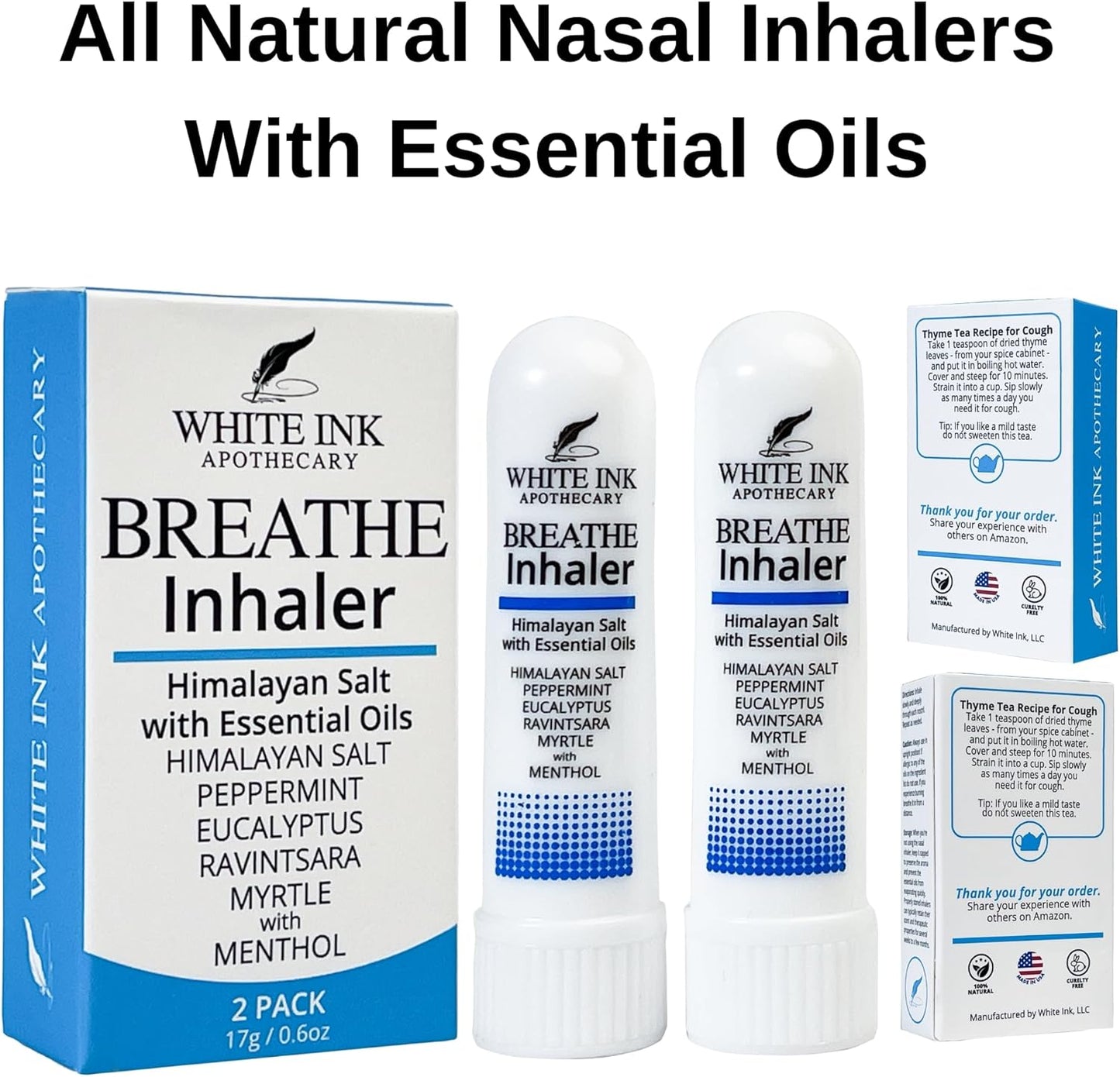 White Ink Breathe | Natural Essential Oil Inhaler Eucalyptus Peppermint | Congestion | Allergy | Focus | Aromatherapy Sinus Relief (2)