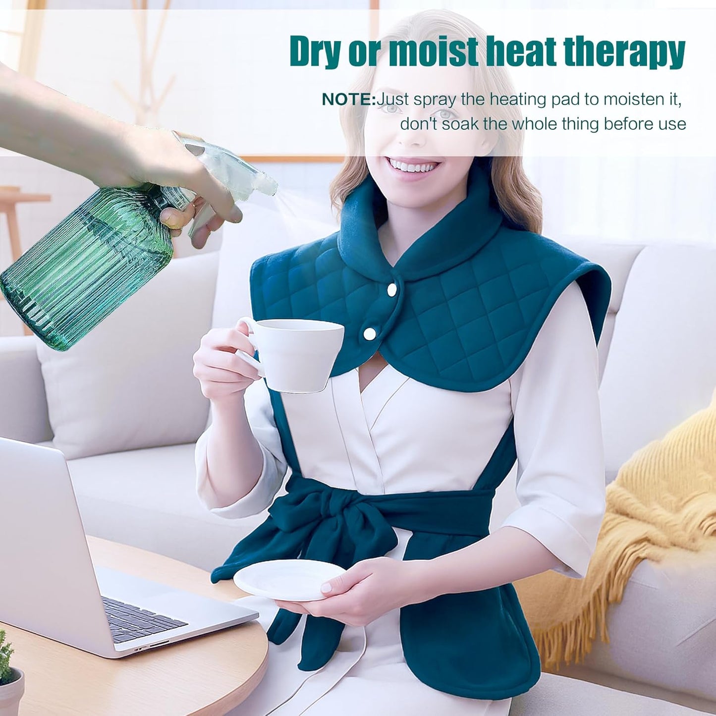 Weighted Heating Pad for Back Pain Relief,Holiday Gifts for Women Men Parents Wife,Heating Pad for Neck and Shoulders and Back,Machine Washable (Tibetan Blue)