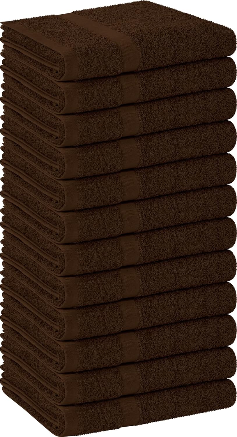 Utopia Towels Dark Brown Salon Towels, Pack of 72 (Not Bleach Proof, 16 x 27 Inches) Highly Absorbent Towels for Hand, Gym, Beauty, Hair, Spa, and Home Hair Care