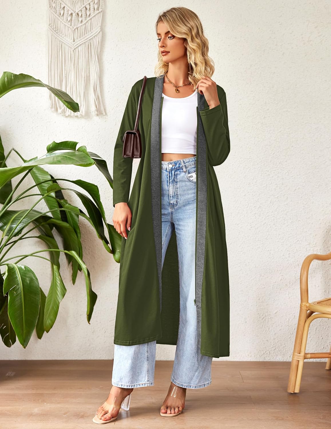 Ekouaer Women Zipper Robe Long Sleeve Loungewear Lightweight Housecoat Full Length Nightgown with Pockets