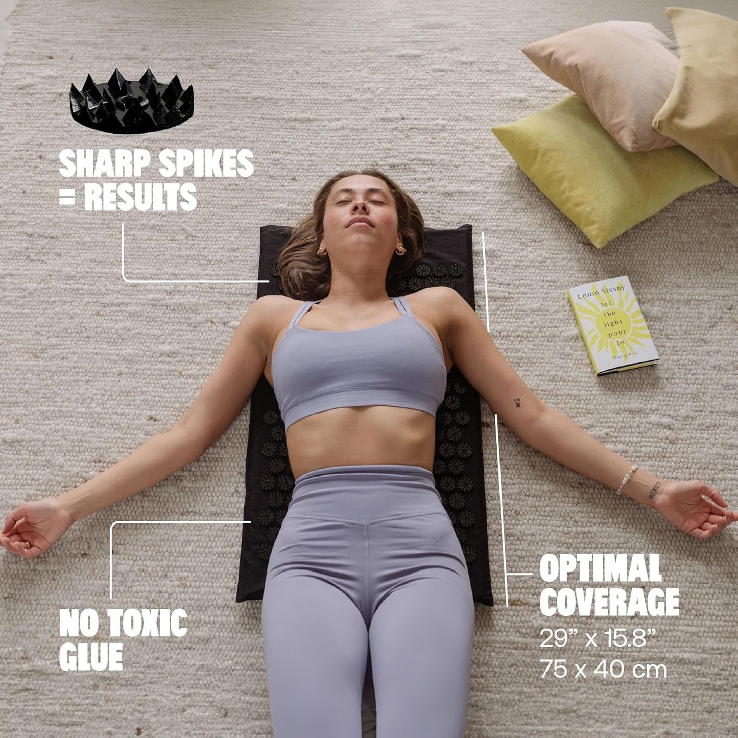 ShaktiMat Classic Acupressure Mat Level 2 Intensity in Shakti Black, Relieves Stress & Tension, Promotes Relaxation & Focus | Similar to Acupuncture, No Needles Required | FSA/HSA Eligible