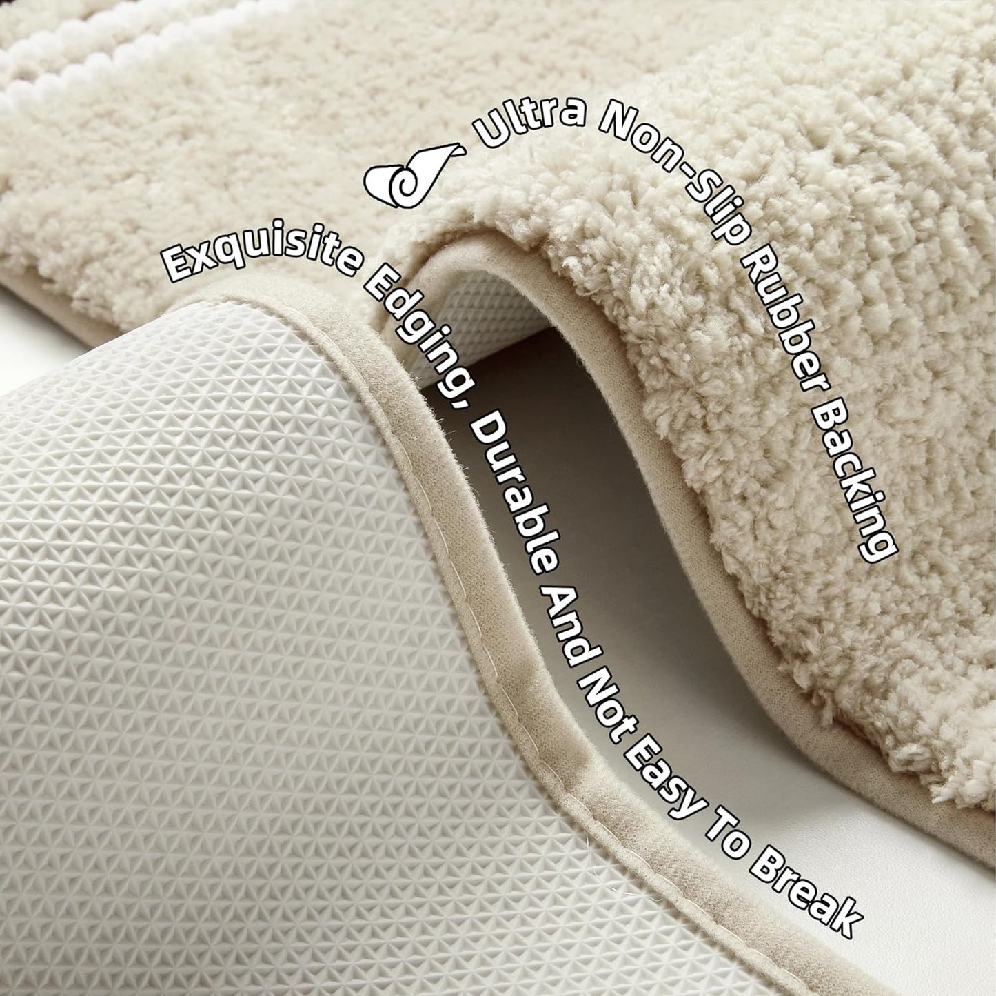 Bathroom Rugs 24x36 Extra Soft Absorbent Bath Mat Chenille Non Slip Shower Mat Rubber Backing Machine Washable Bath Mats for Bathroom Shaggy Khaki Bath Rugs for Tub, Hallway