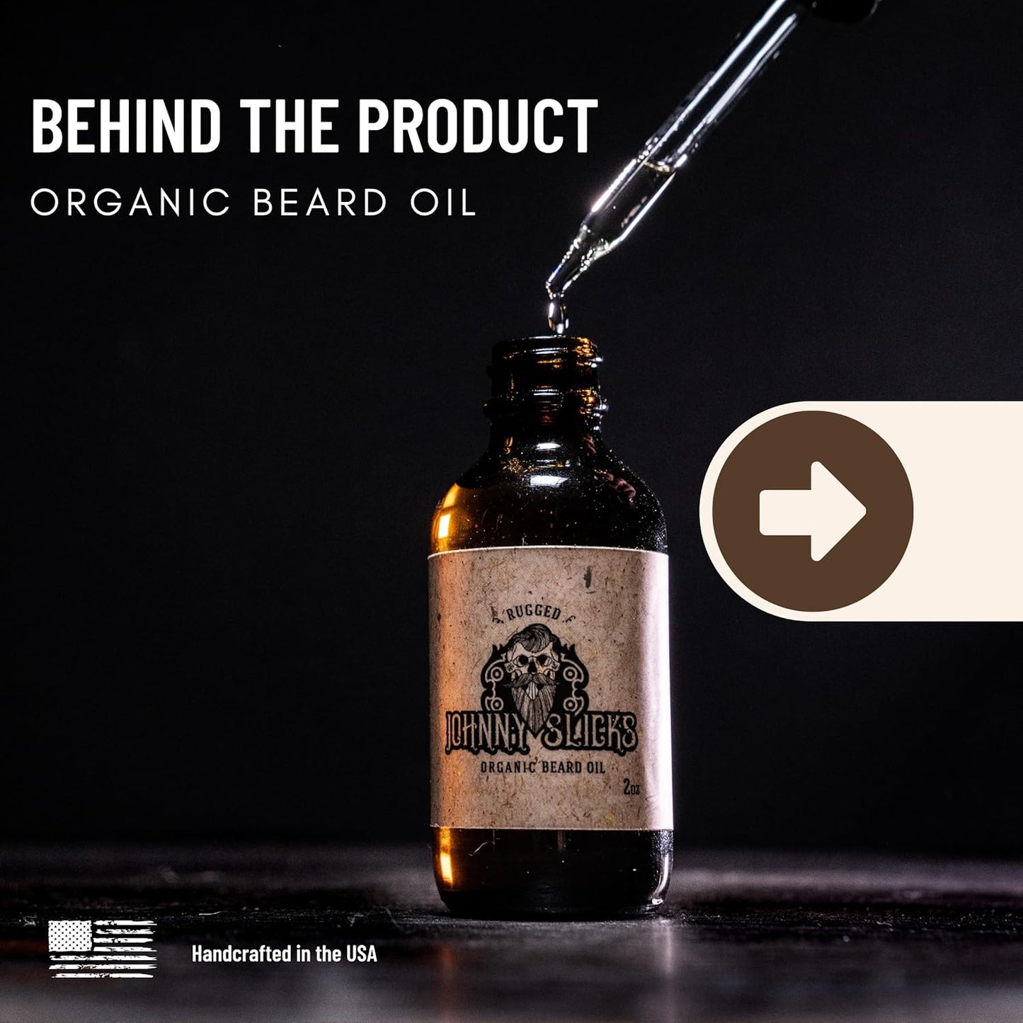 Johnny Slicks Organic Beard Oil | Moisturize, Soften, Promote Hair Growth, Reduce Itch (US Made, Veteran Owned Handcrafted with Clean Ingredients), Rugged