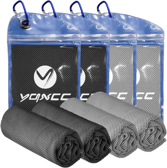 YQXCC 4 Pack Cooling Towels | 40"x12" | Cool for Neck and Face | Microfiber Soft Breathable Chilly | for Yoga, Sport, Golf, Gym, Camping, Running & More Activities