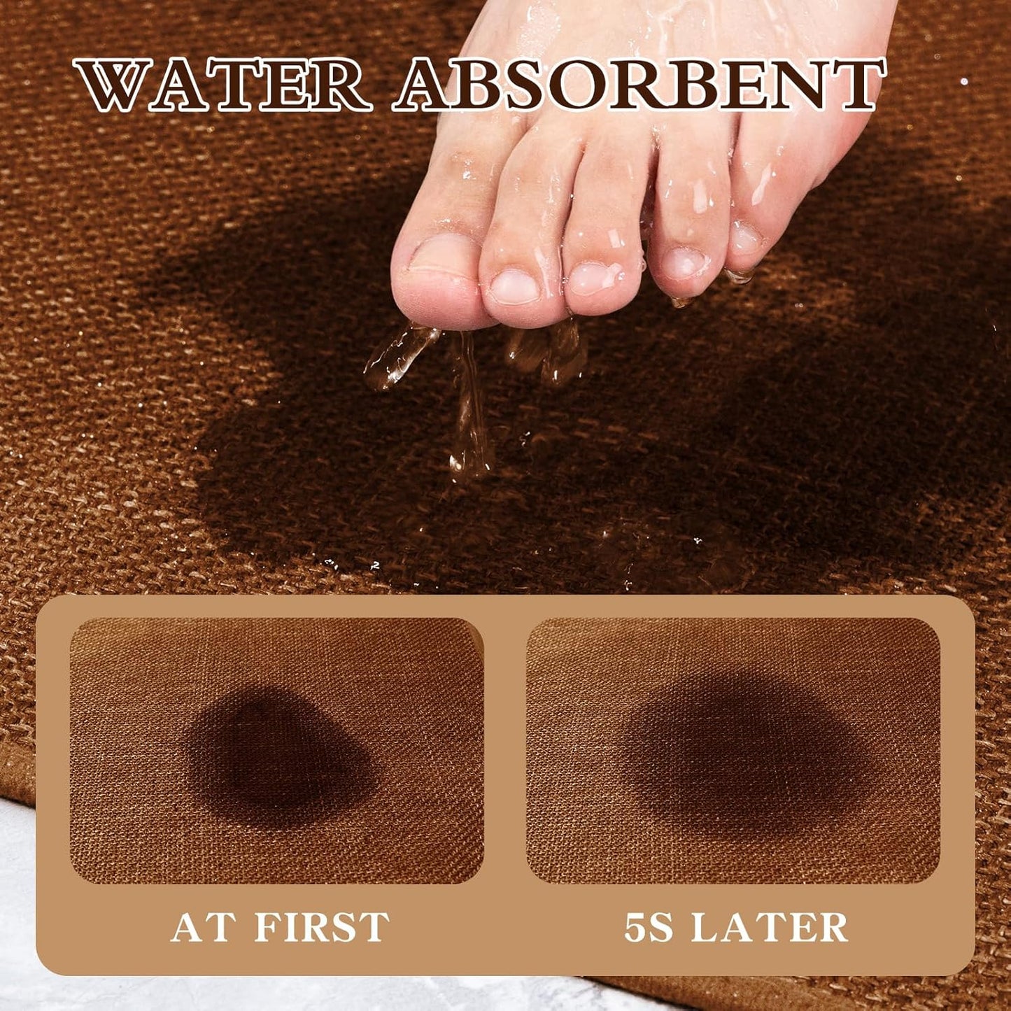 chakme Bathroom Rugs Mat 24x17, Ultra Thin Non Slip Bath Mat Small Quick Dry Absorbent Bath Mat for Bathroom, (Rust, 24"x17")