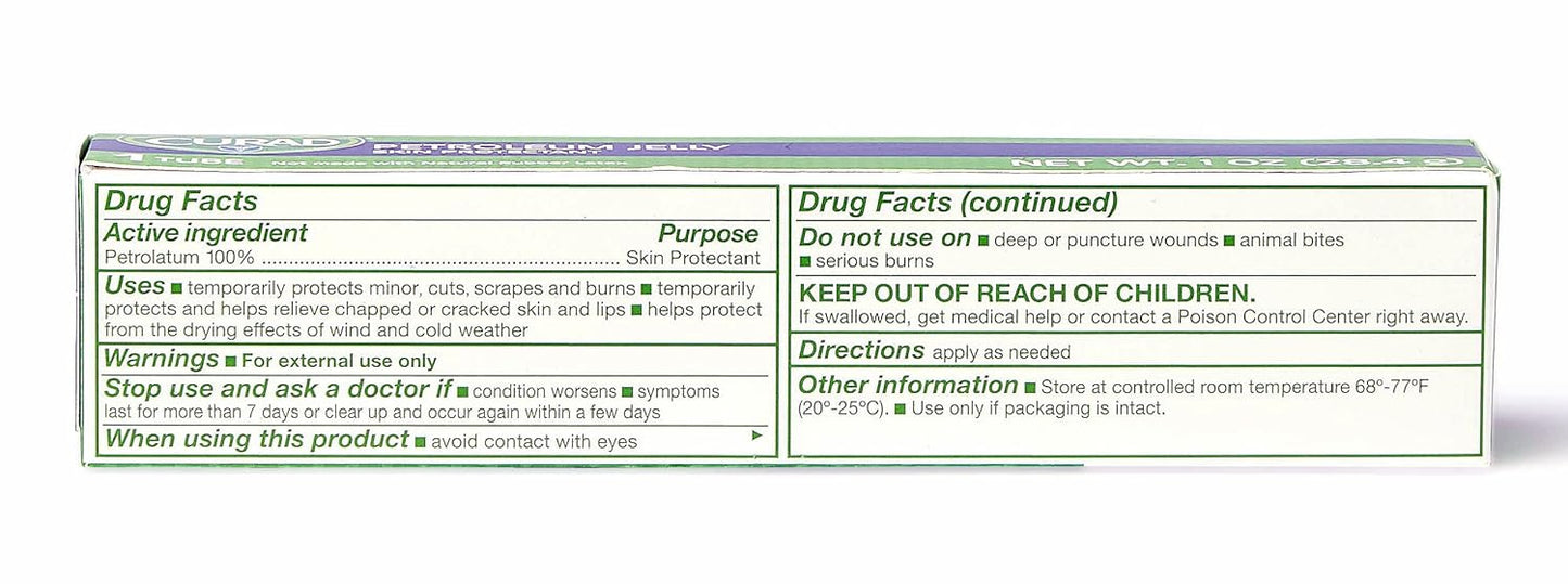 CURAD Petroleum Jelly, Skin Protectant and Moisturizer, 1 oz. Tube (Pack of 3)