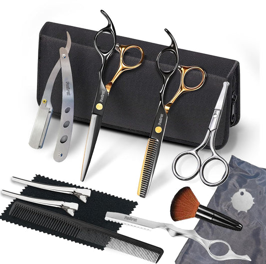 Professional Barber Scissors Hair Cutting Shears Kit, Thinning Shears for Hair Cutting, Haircut Scissors Wig Trimming Texturize Shears Kit for Women Men