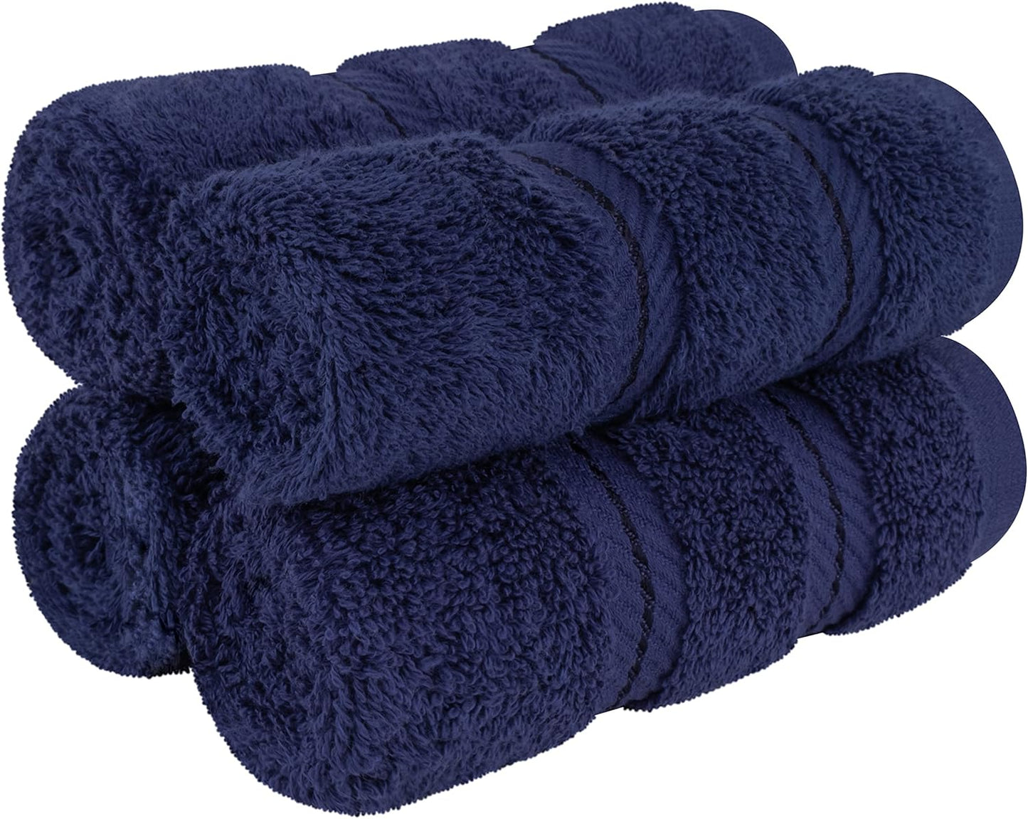 American Soft Linen Luxury Washcloths for Bathroom, 600 GSM 100% Cotton 4 Piece Turkish Wash Cloth Set, 13x13 in Soft Rags for Body and Face, Navy Blue Washcloths