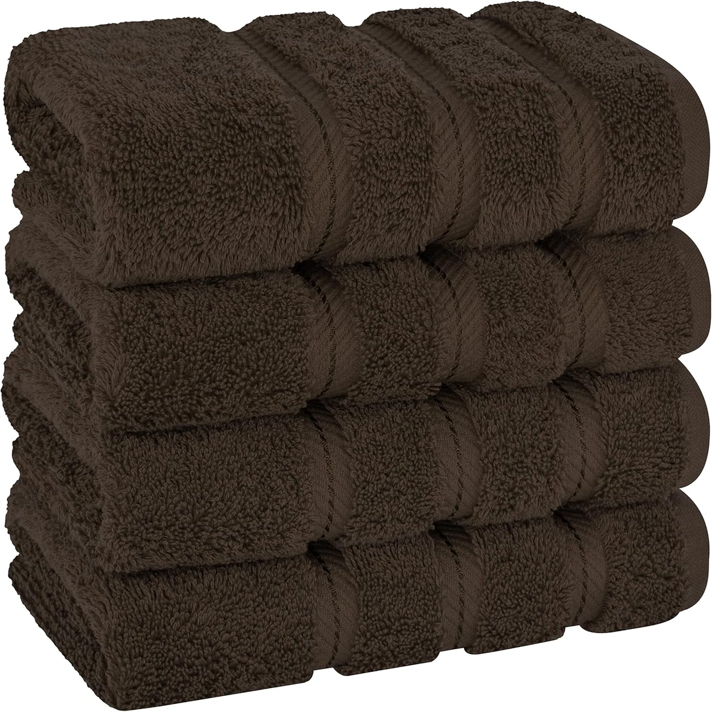American Soft Linen Luxury Hand Towels for Bathroom, 600 GSM 100% Cotton Turkish 4 Piece Hand Towel Set, 600 GSM Hand Face Towels for Kitchen, Brown Hand Towels